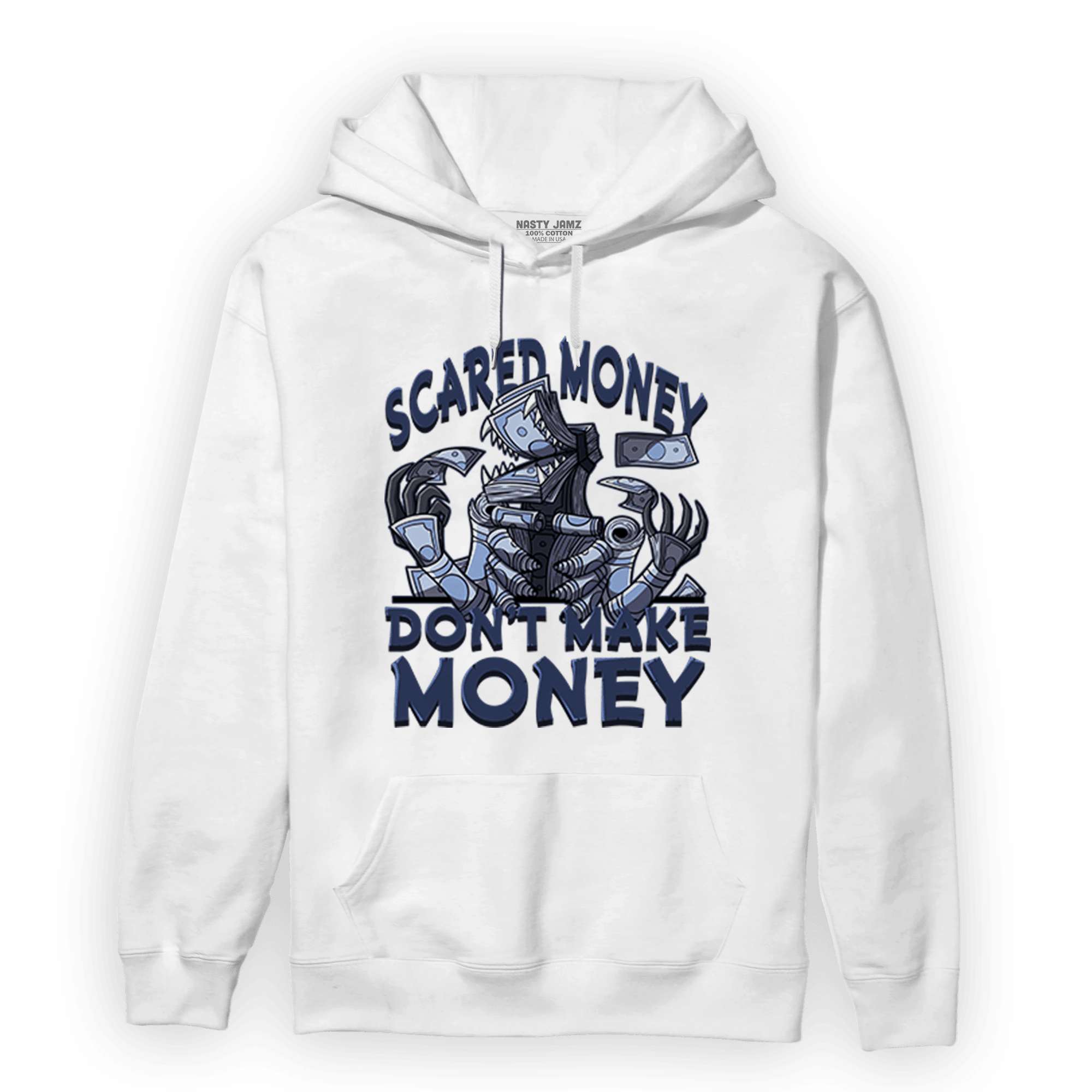 Midnight Navy 5s Hoodie Match Scared Moneyy - NastyJamz