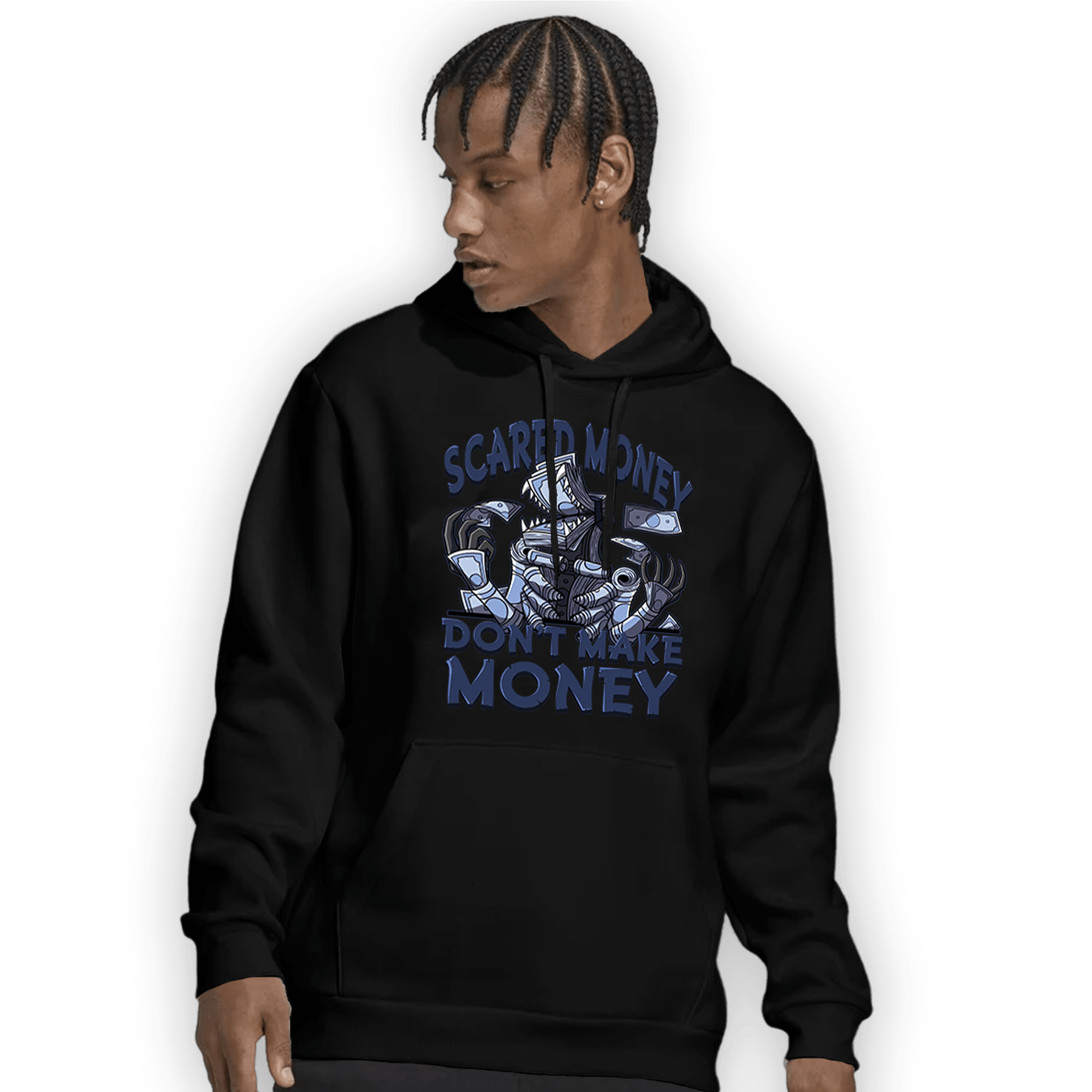 Midnight Navy 5s Hoodie Match Scared Moneyy - NastyJamz