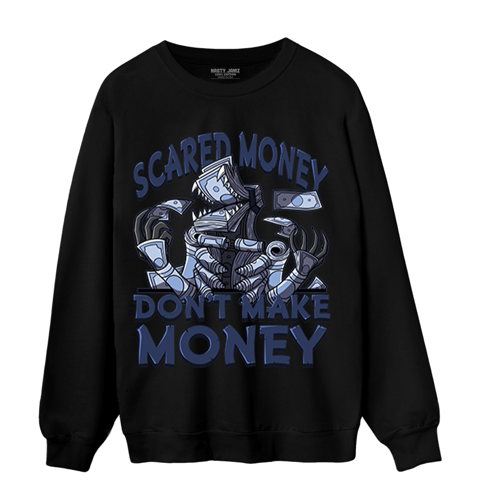 Midnight Navy 5s Sweatshirt Match Scared Moneyy - NastyJamz