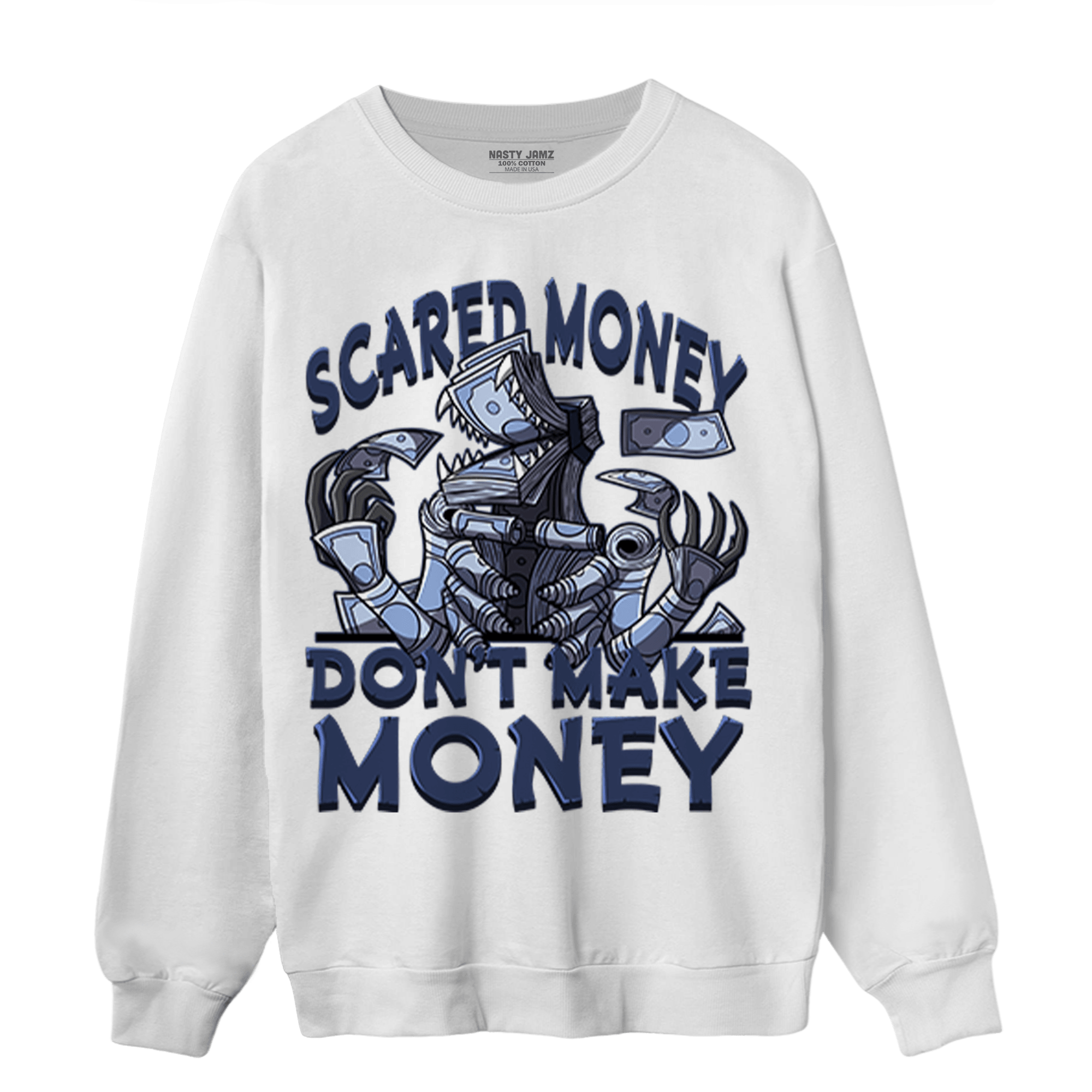Midnight Navy 5s Sweatshirt Match Scared Moneyy - NastyJamz