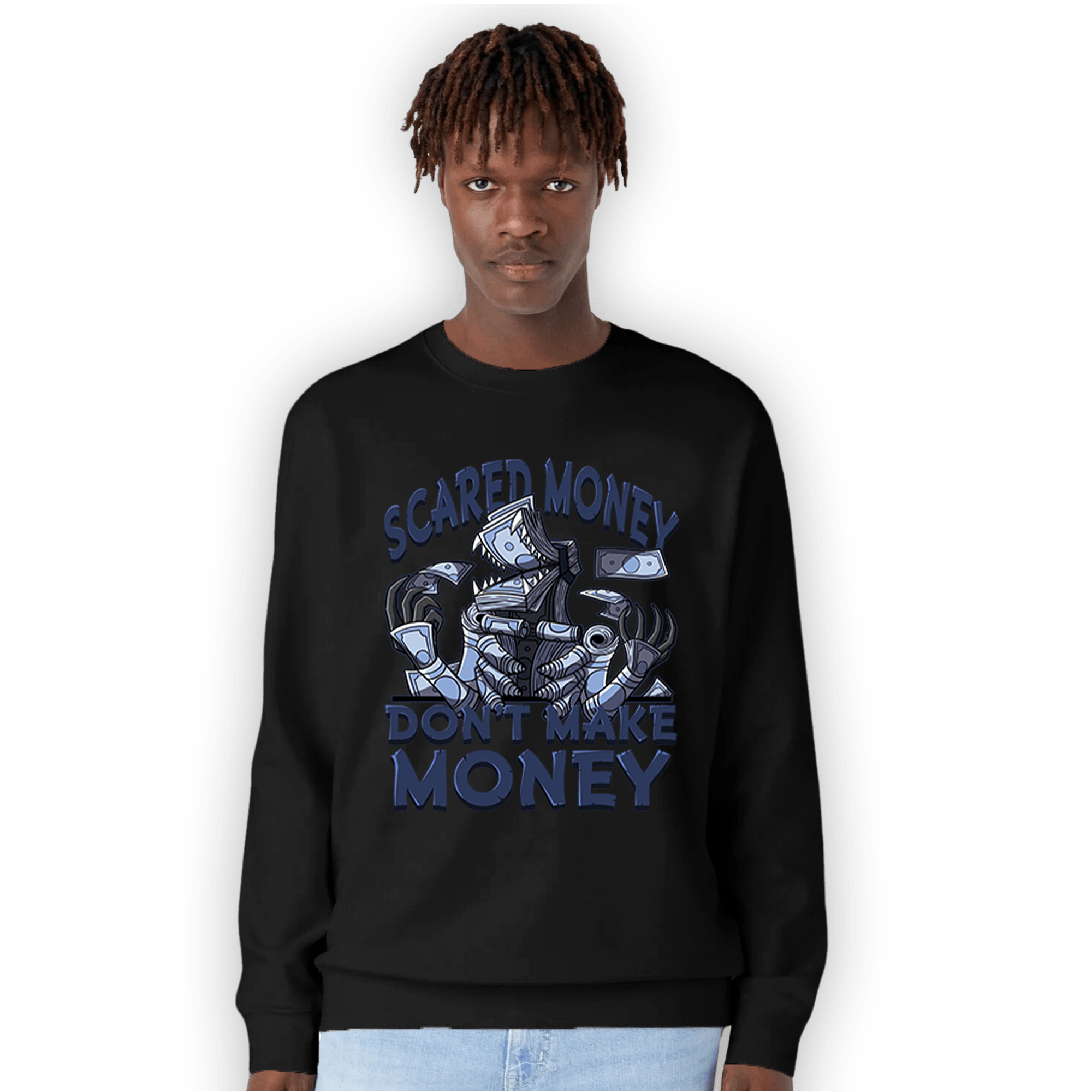 Midnight Navy 5s Sweatshirt Match Scared Moneyy - NastyJamz