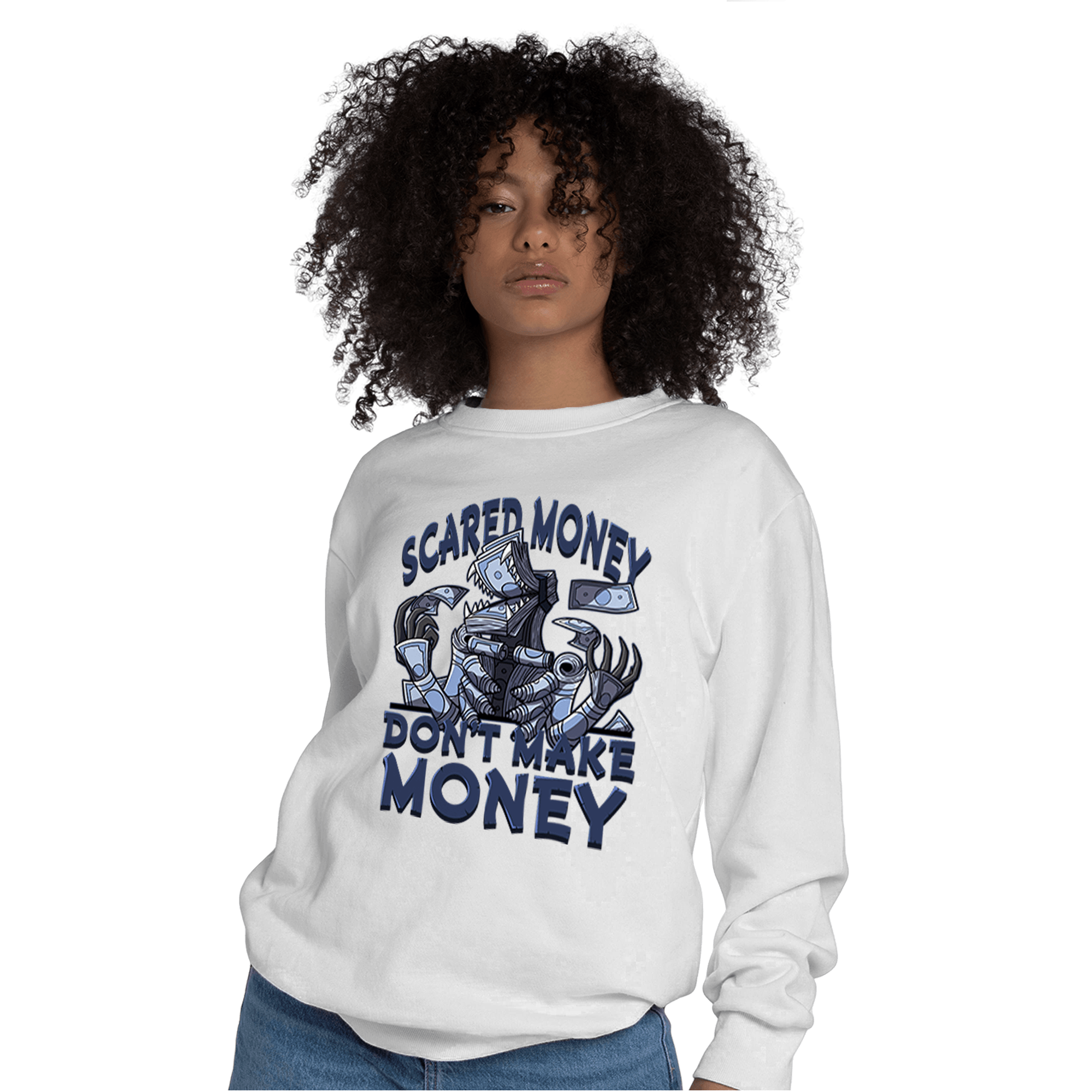Midnight Navy 5s Sweatshirt Match Scared Moneyy - NastyJamz