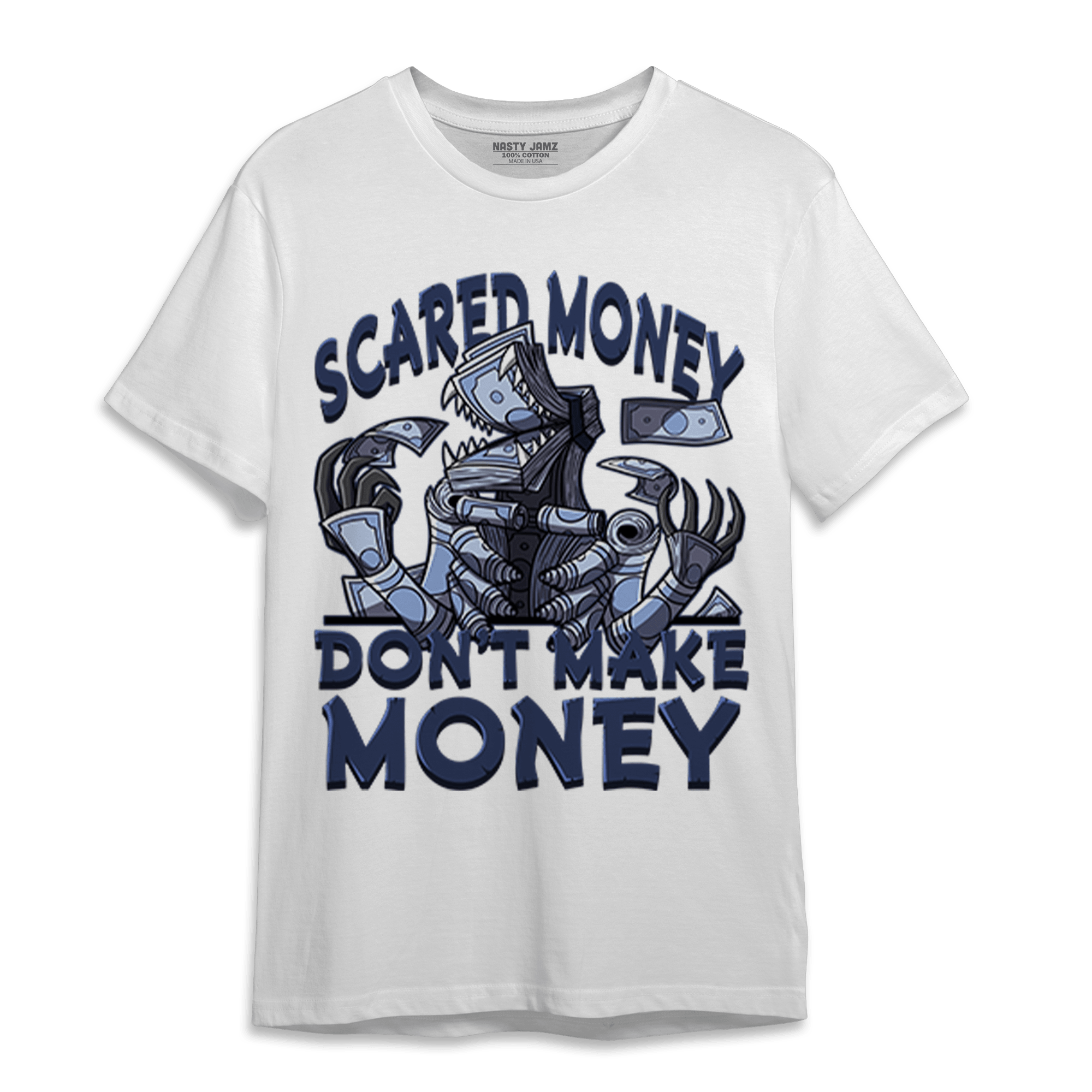 Midnight Navy 5s T Shirt Match Scared Moneyy - NastyJamz