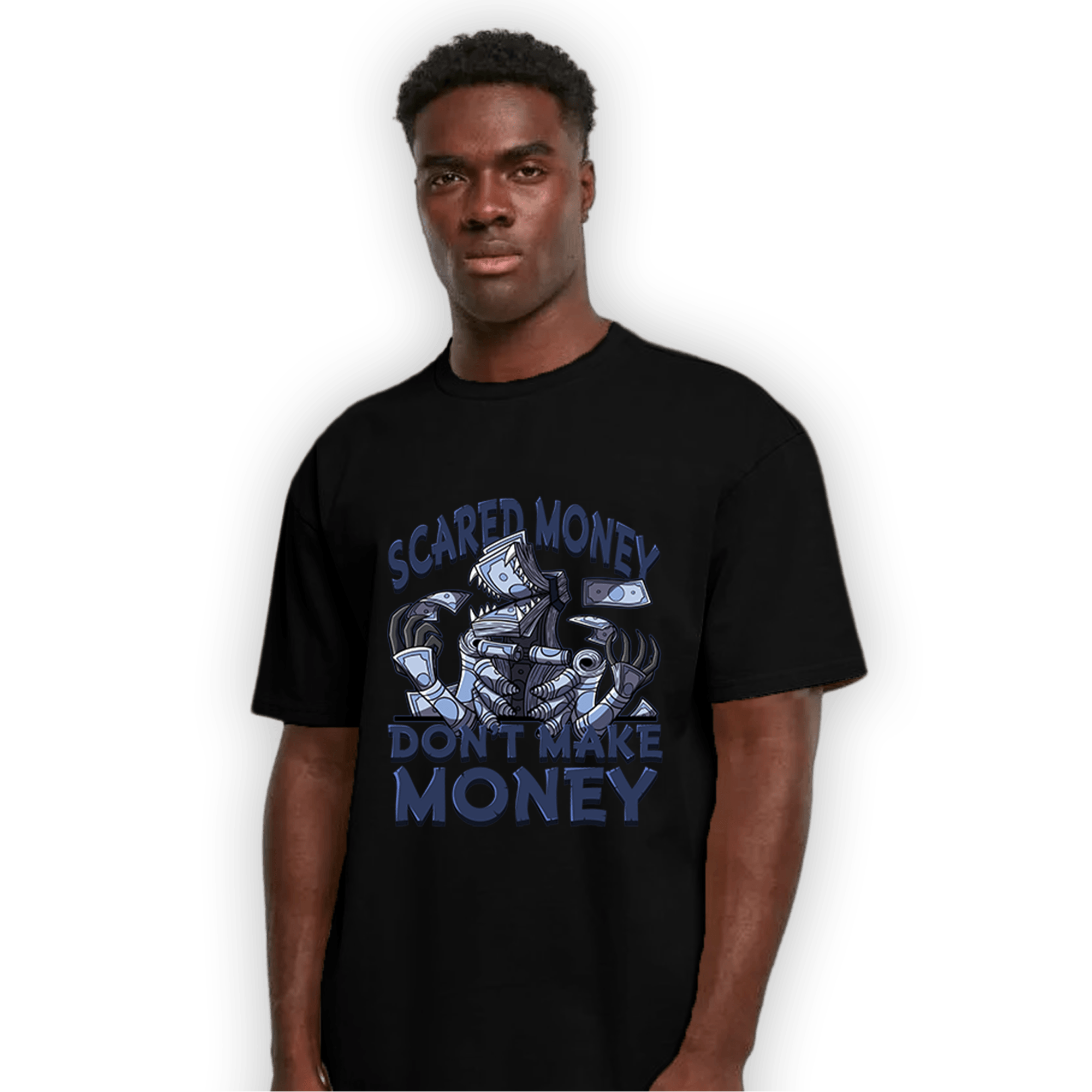 Midnight Navy 5s T Shirt Match Scared Moneyy - NastyJamz