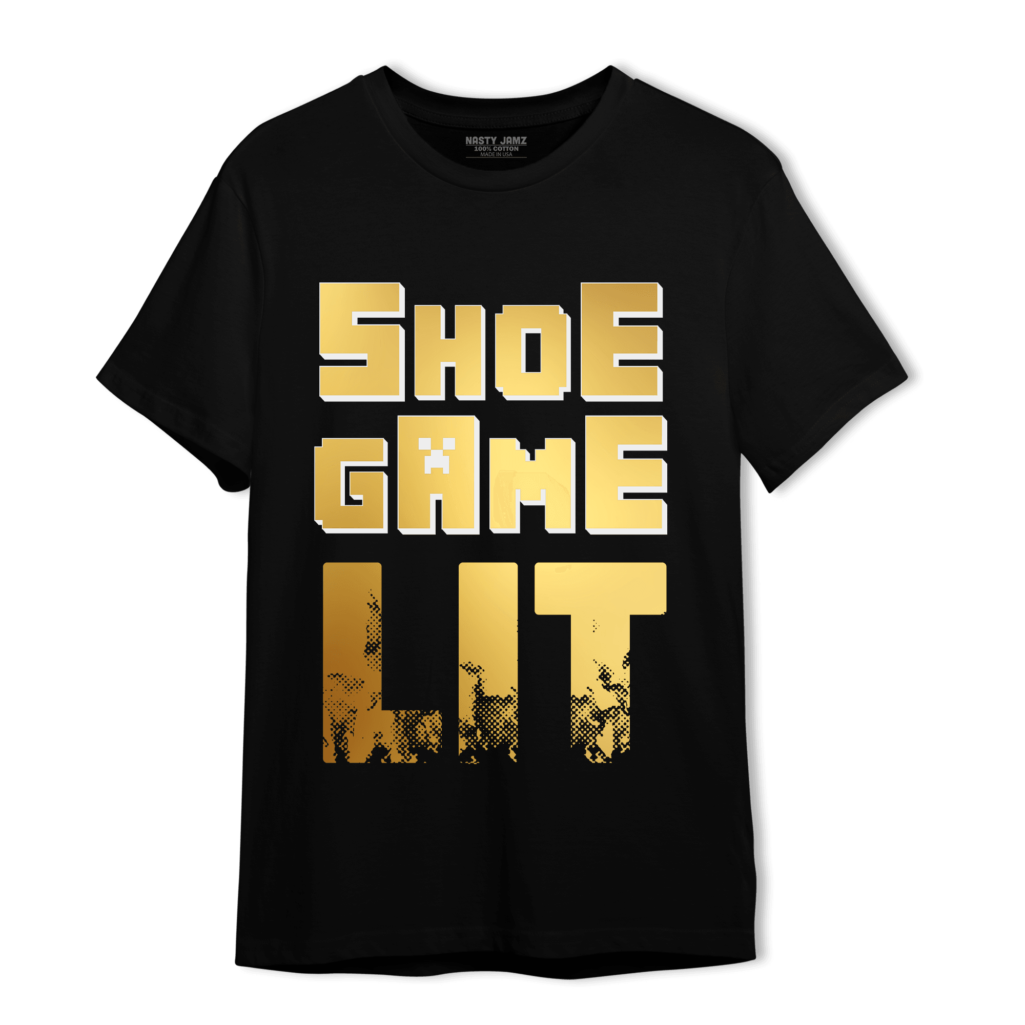 Mid SE Black Gold 1s T Shirt Match Shoe Game Lit - NastyJamz