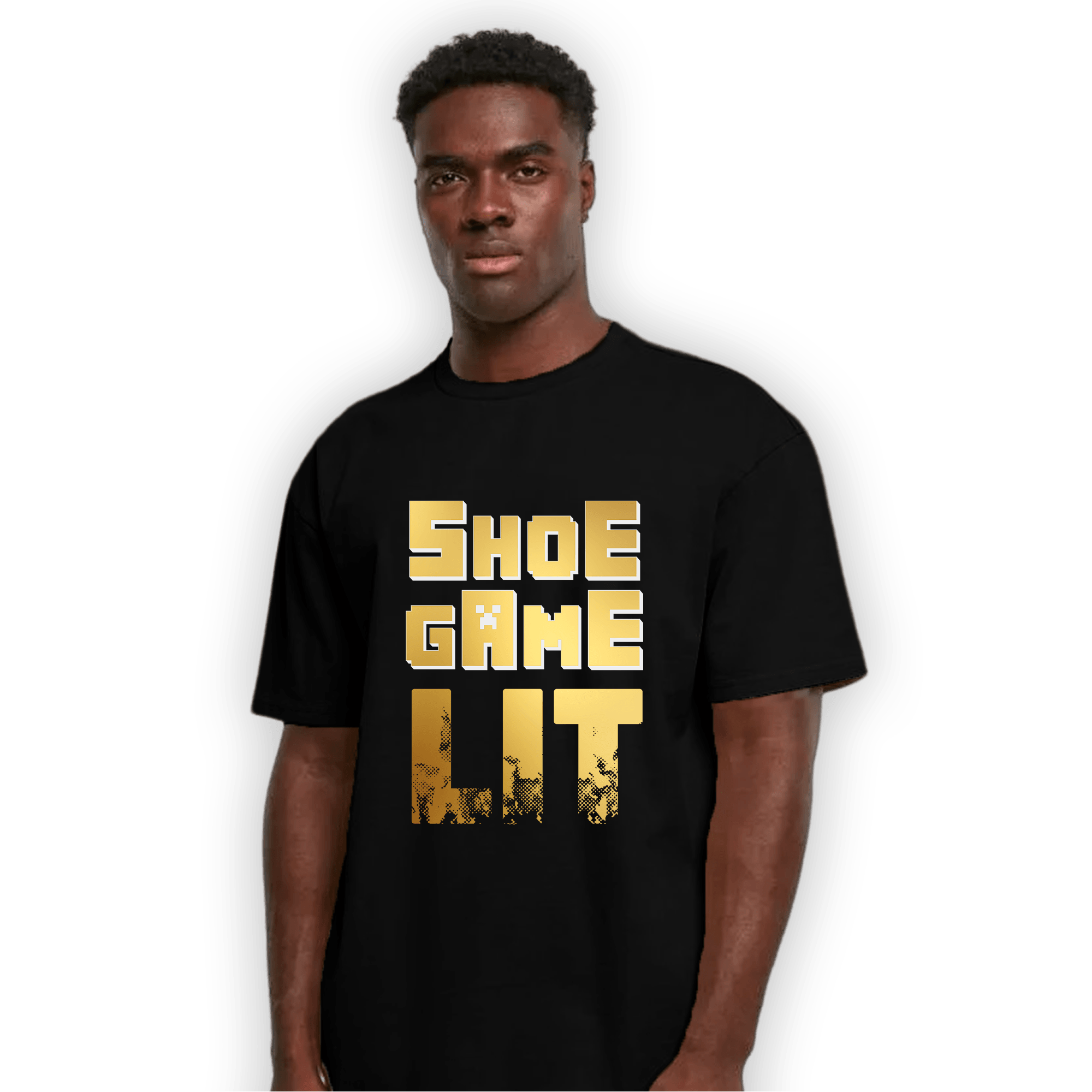 Mid SE Black Gold 1s T Shirt Match Shoe Game Lit - NastyJamz