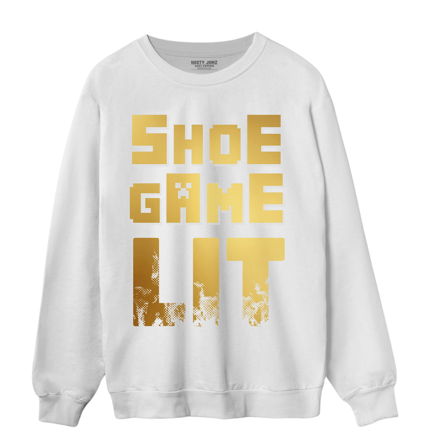 Mid SE Black Gold 1s Sweatshirt Match Shoe Game Lit - NastyJamz