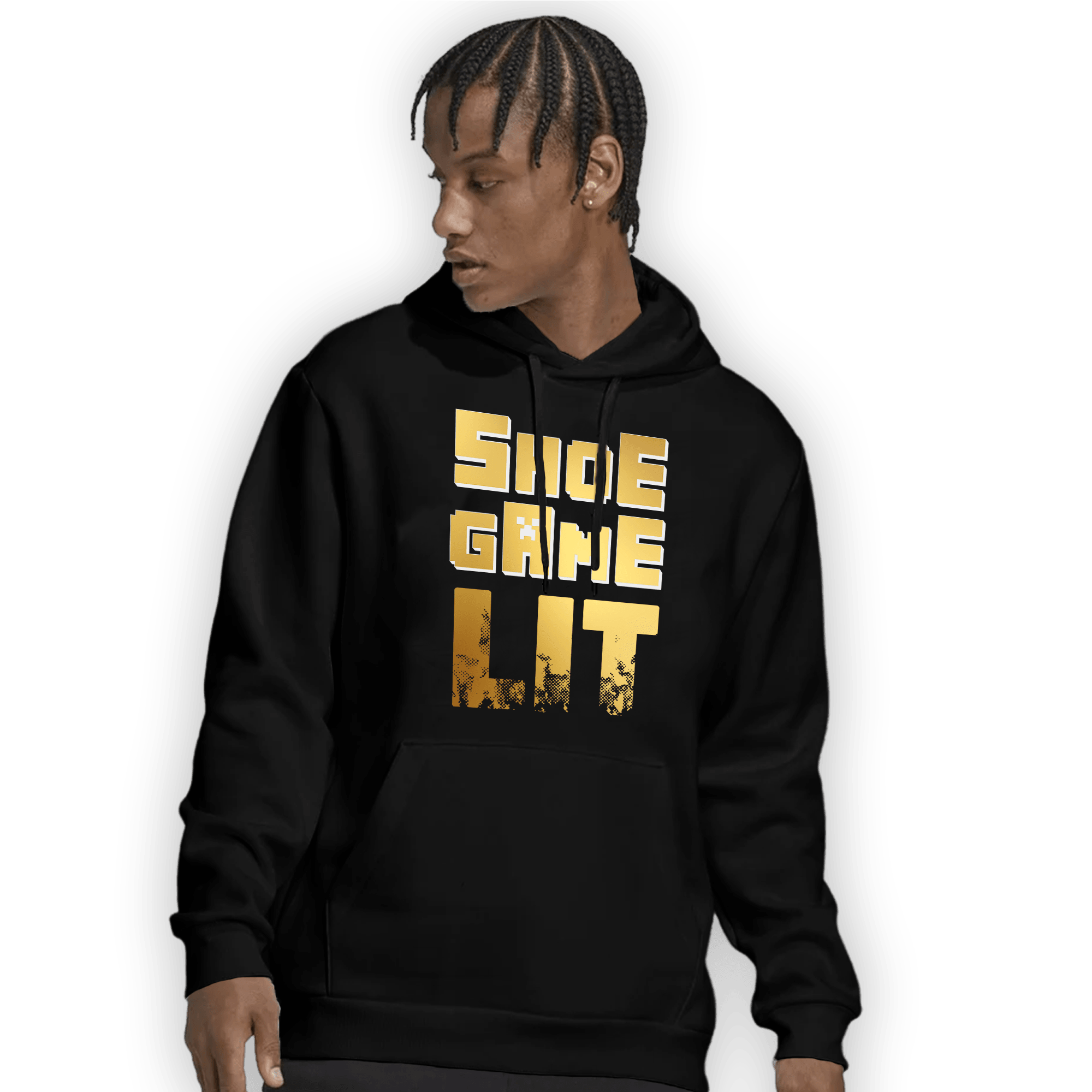 Mid SE Black Gold 1s Hoodie Match Shoe Game Lit - NastyJamz
