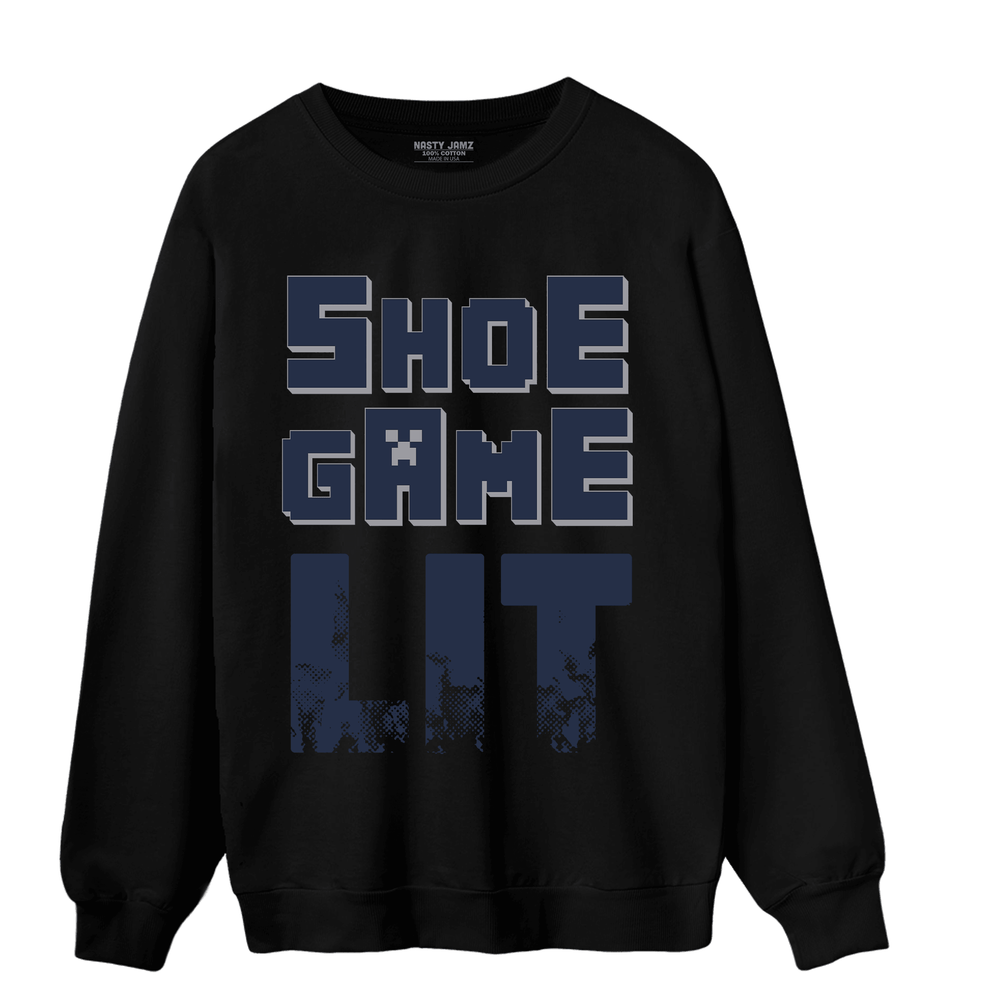 White Navy 3s Sweatshirt Match Shoe Game Lit - NastyJamz