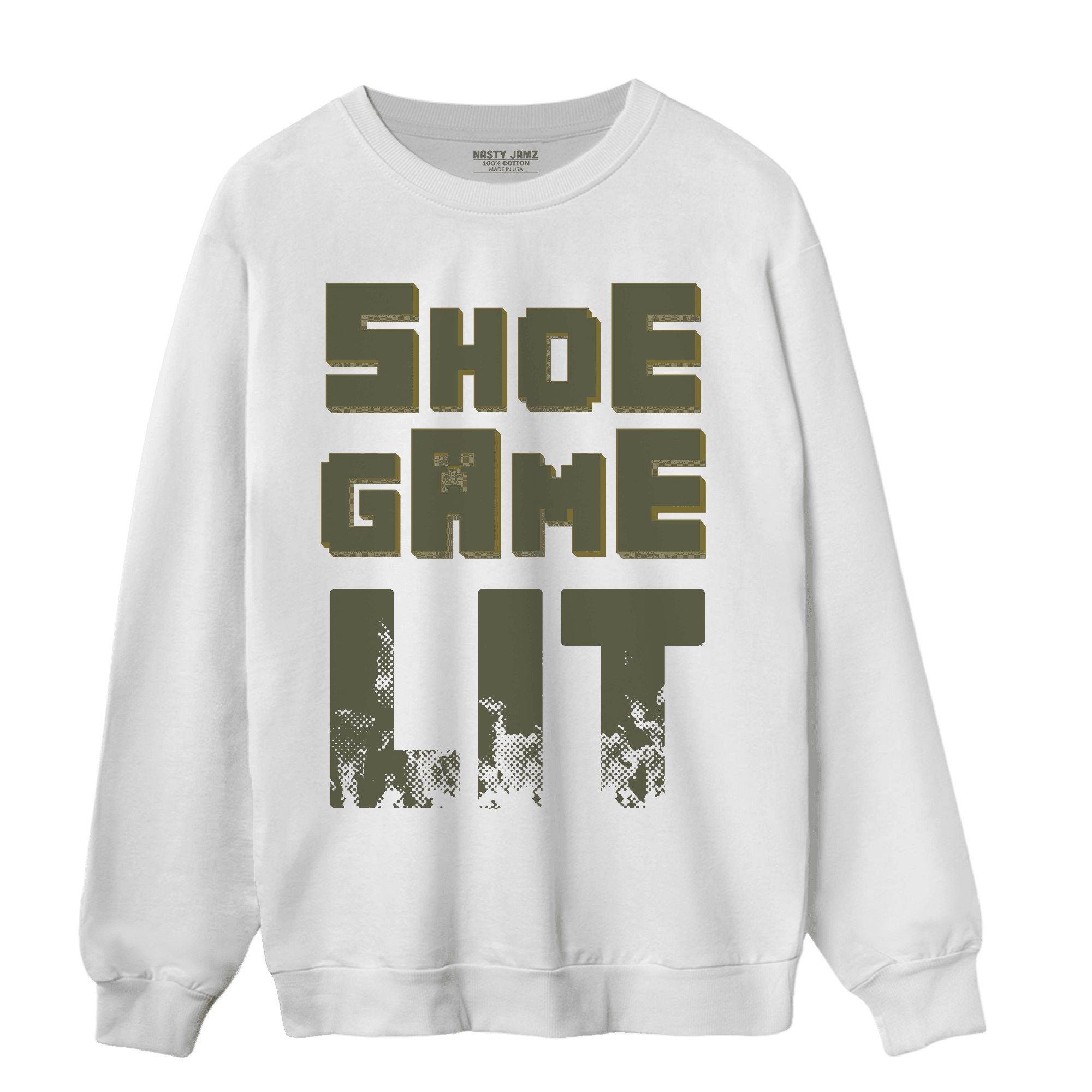 SE Craft Medium Olive 4s Sweatshirt Match Shoe Game Lit - NastyJamz