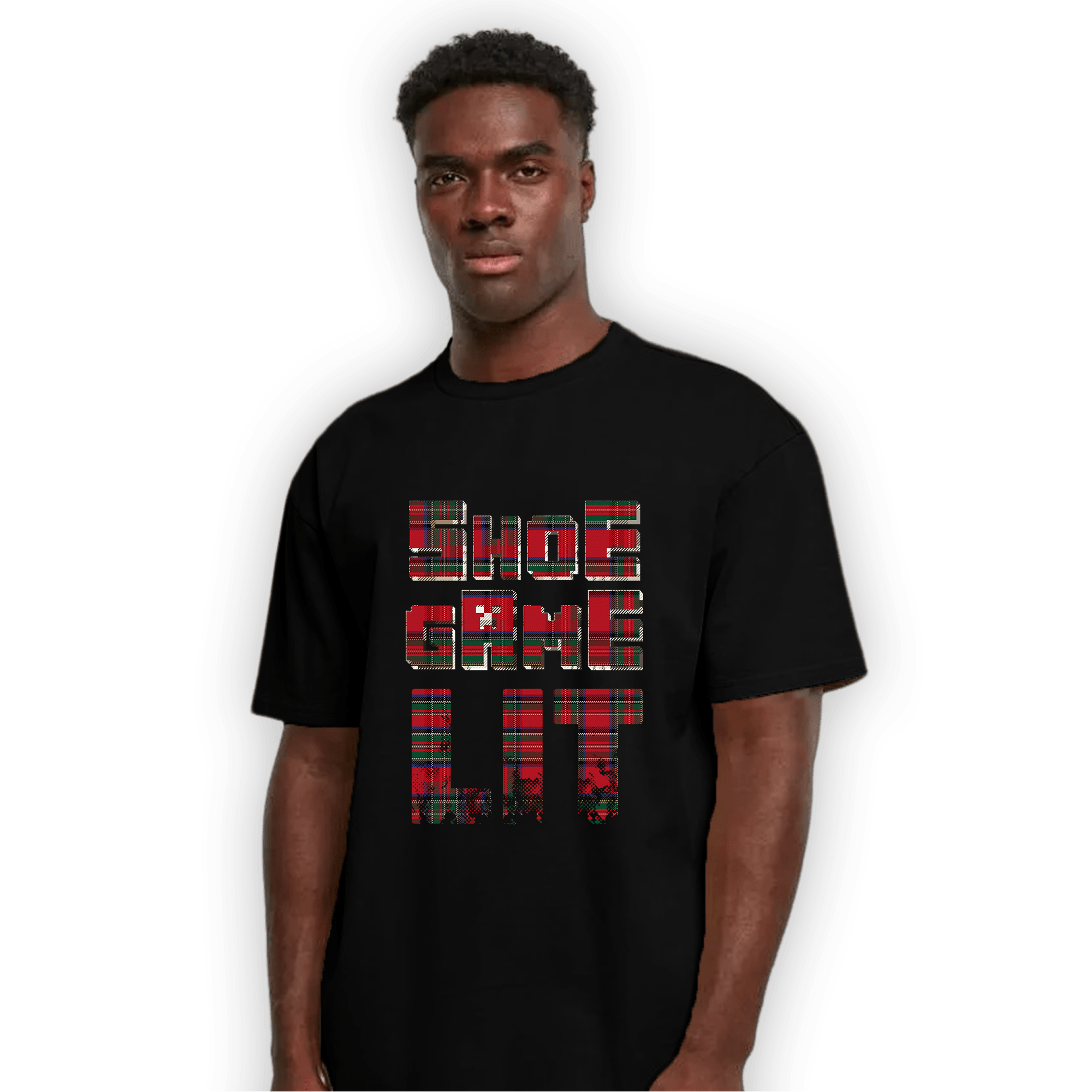 Plaid 5s T Shirt Match Shoe Game Lit - NastyJamz