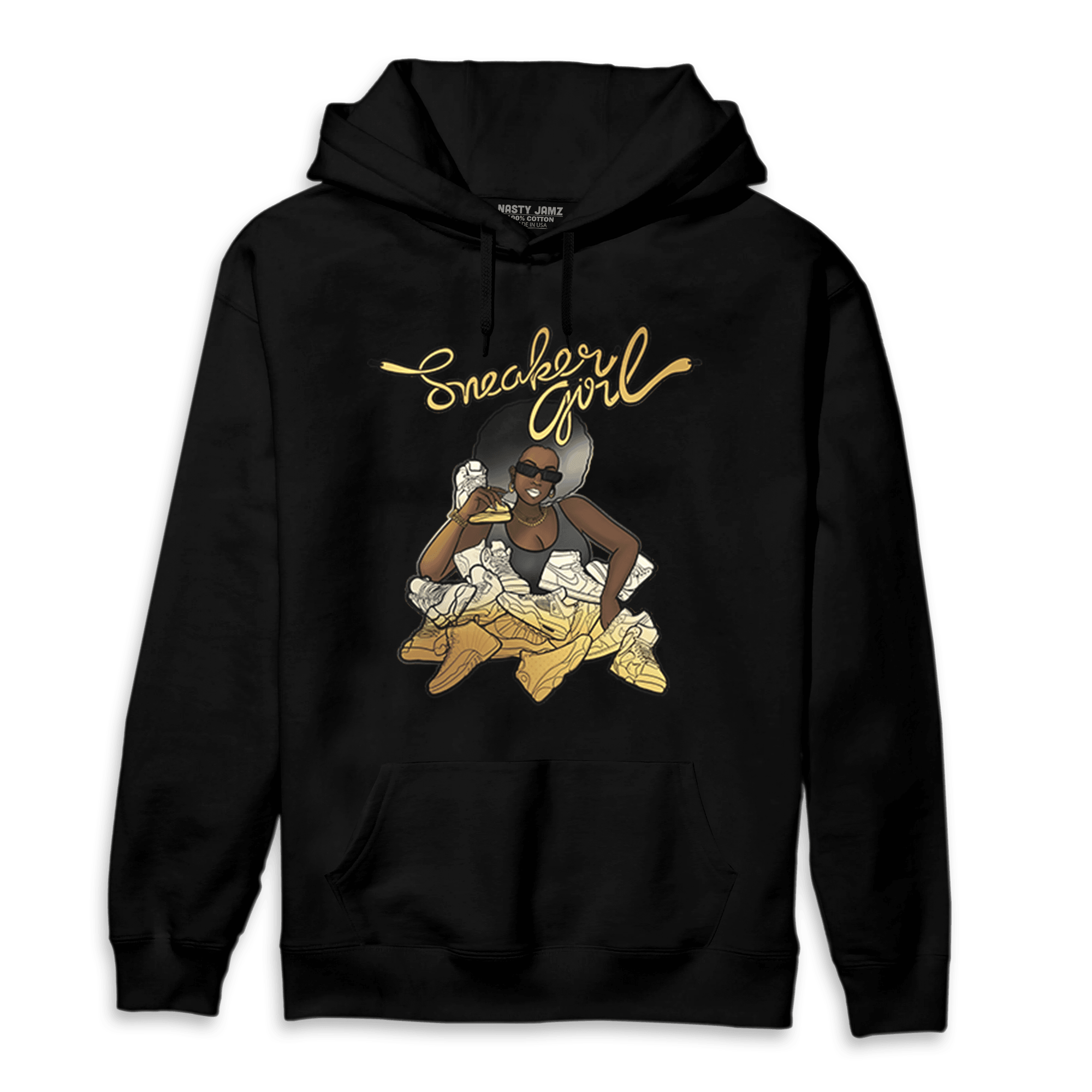 Mid SE Black Gold 1s Hoodie Match Sneaker Girl - NastyJamz