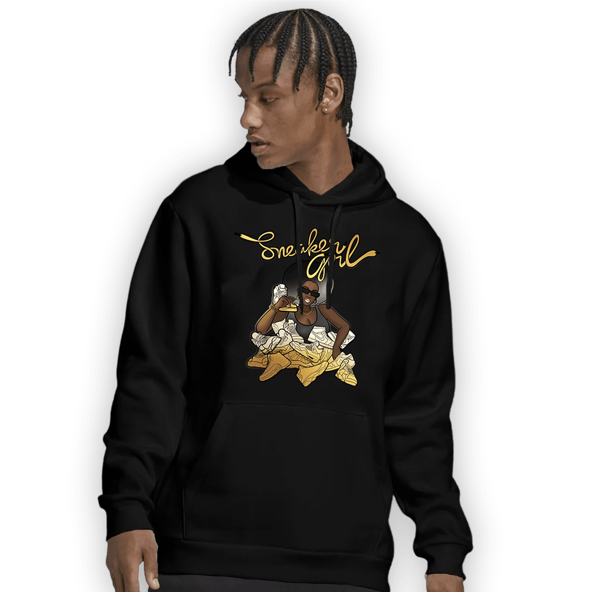 Mid SE Black Gold 1s Hoodie Match Sneaker Girl - NastyJamz