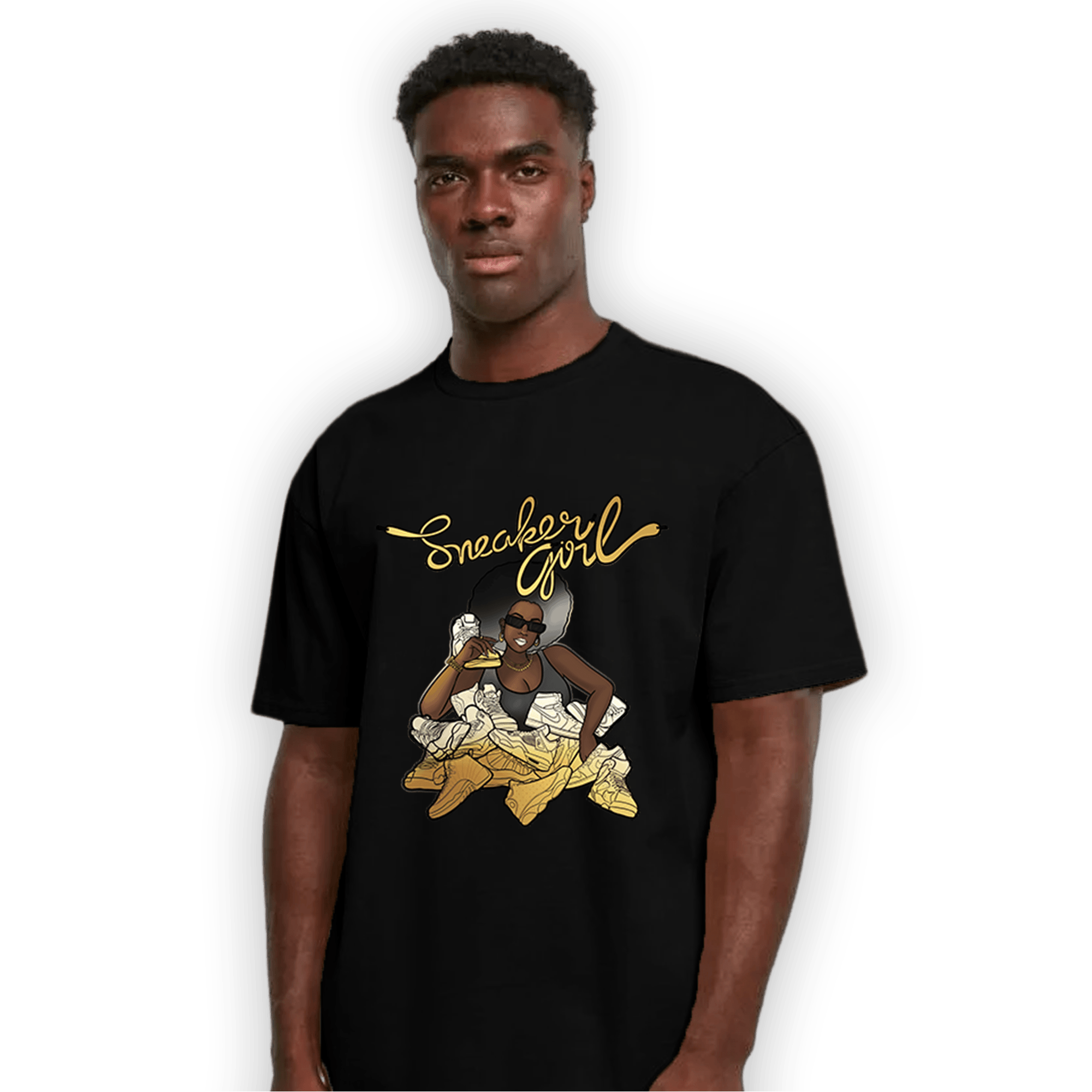 Mid SE Black Gold 1s T Shirt Match Sneaker Girl - NastyJamz