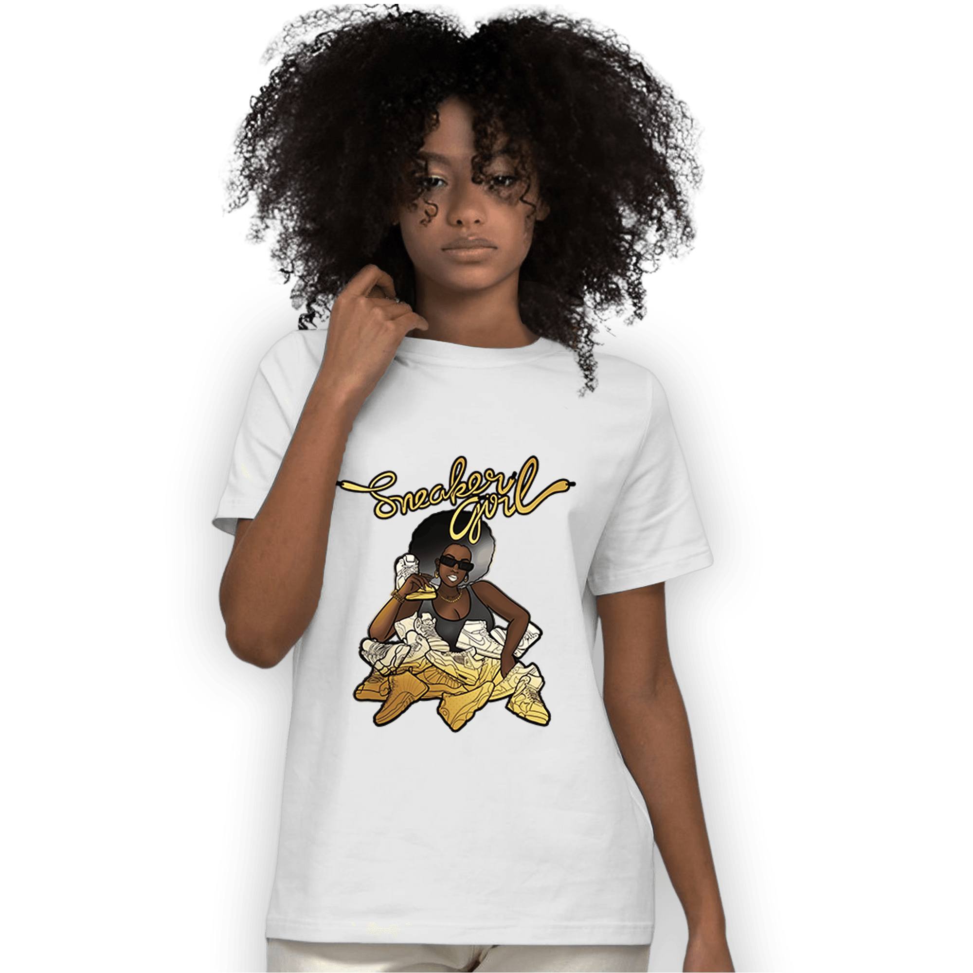 Mid SE Black Gold 1s T Shirt Match Sneaker Girl - NastyJamz