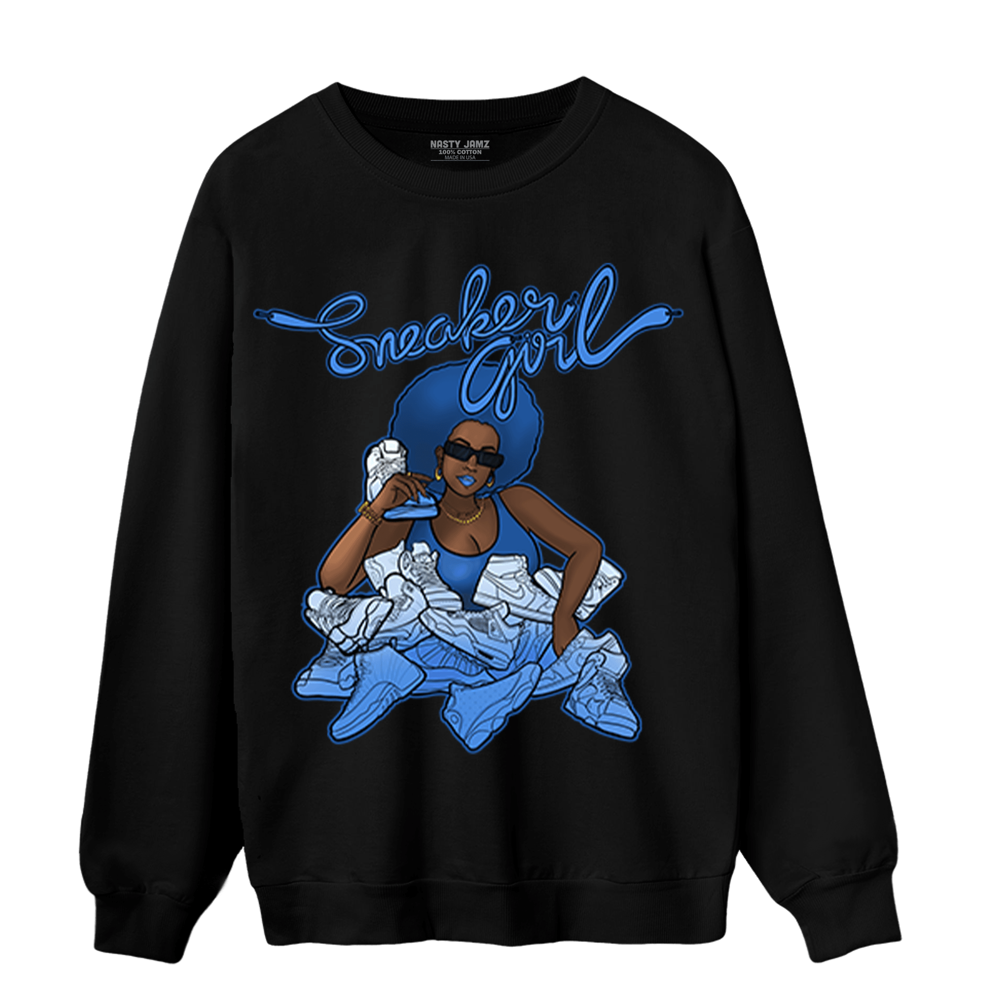 University Blue Toe 1s Sweatshirt Match Sneaker Girl - NastyJamz