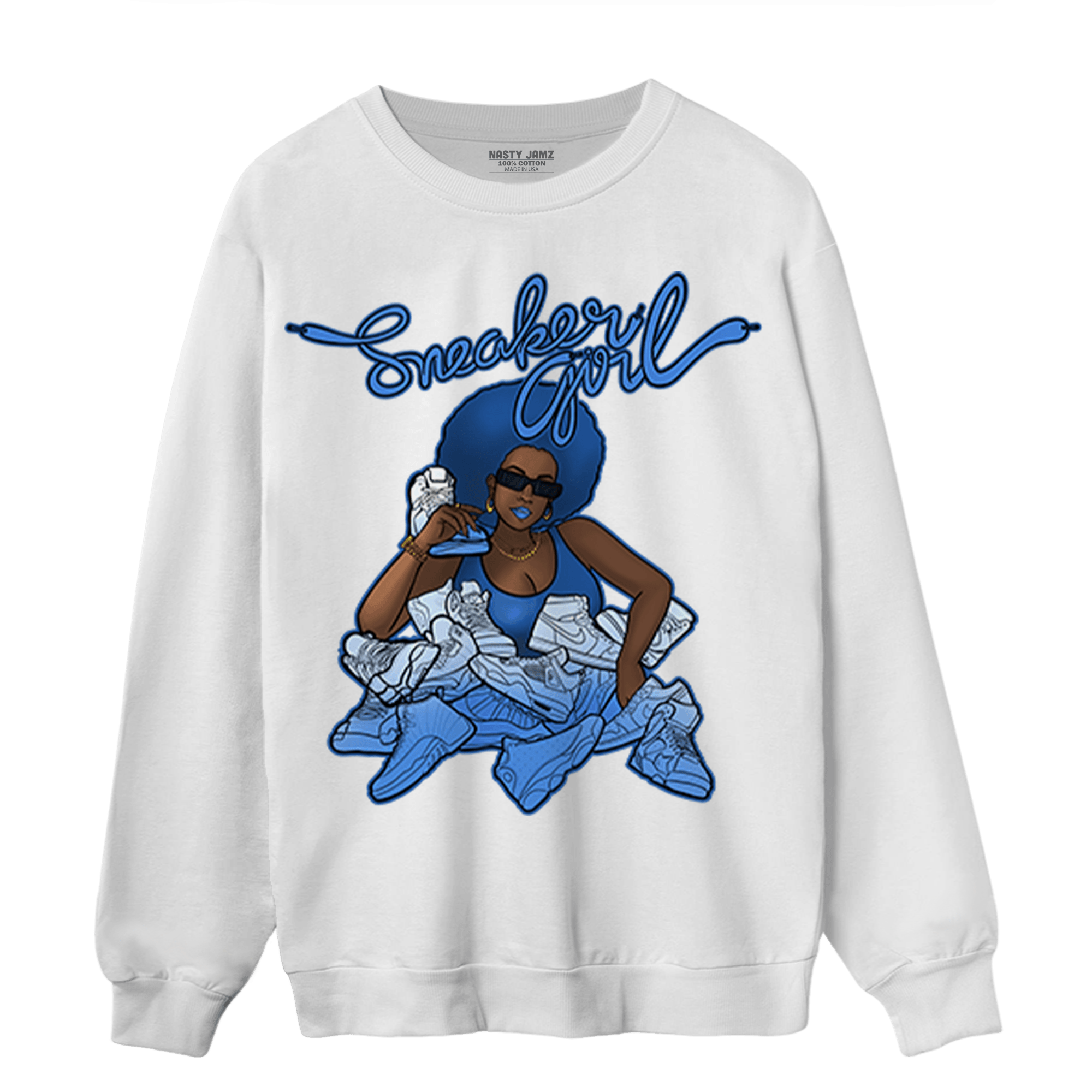 University Blue Toe 1s Sweatshirt Match Sneaker Girl - NastyJamz