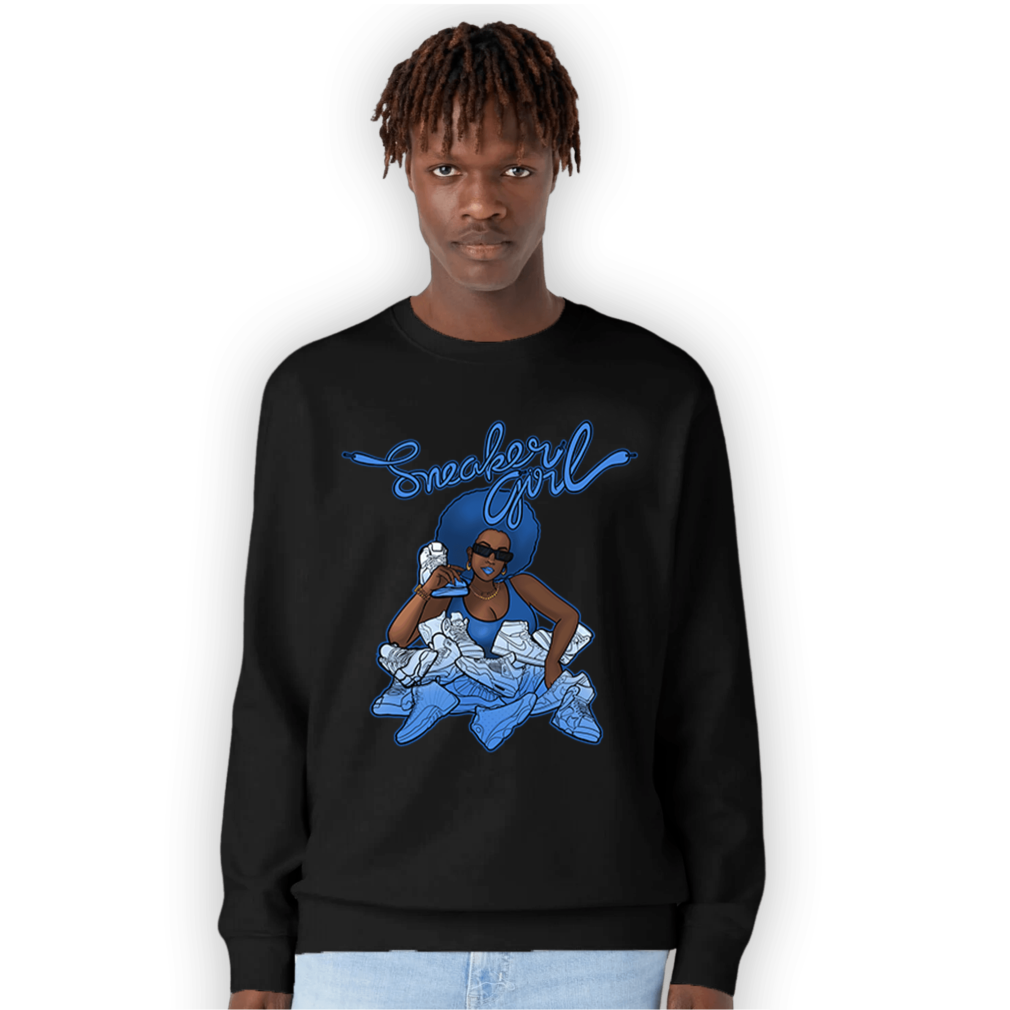 University Blue Toe 1s Sweatshirt Match Sneaker Girl - NastyJamz