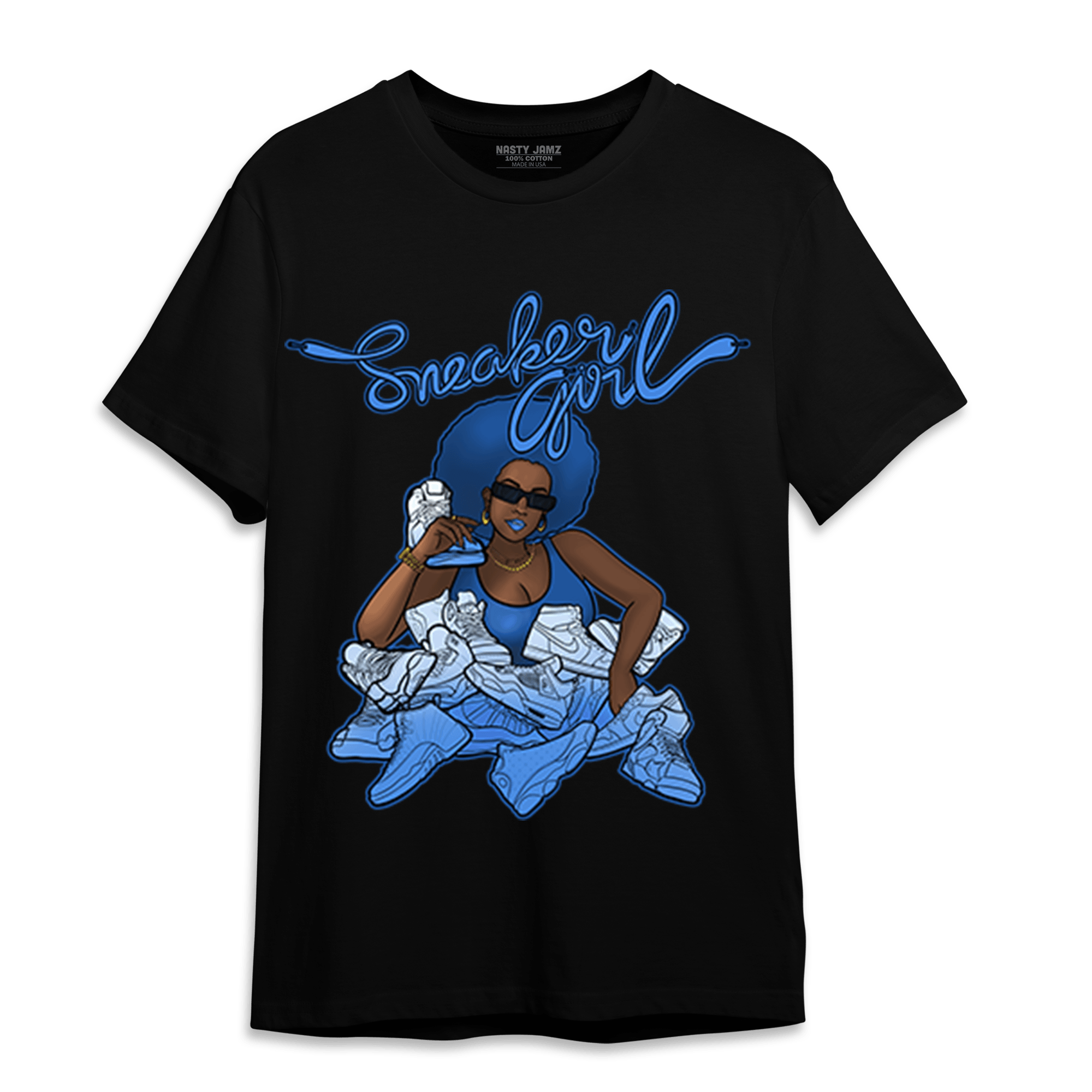 University Blue Toe 1s T Shirt Match Sneaker Girl - NastyJamz