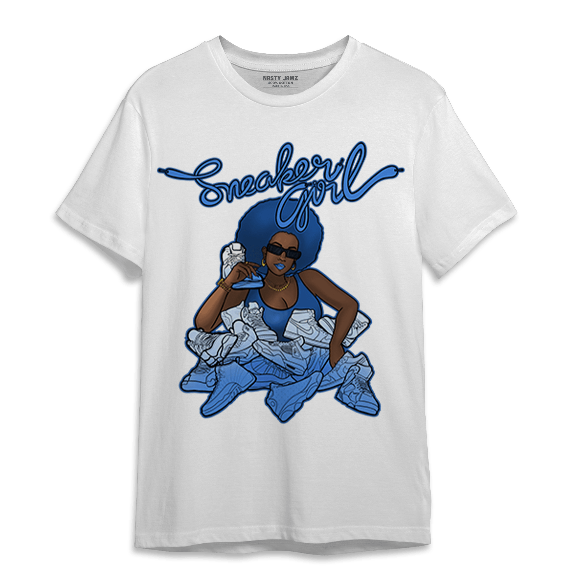 University Blue Toe 1s T Shirt Match Sneaker Girl - NastyJamz