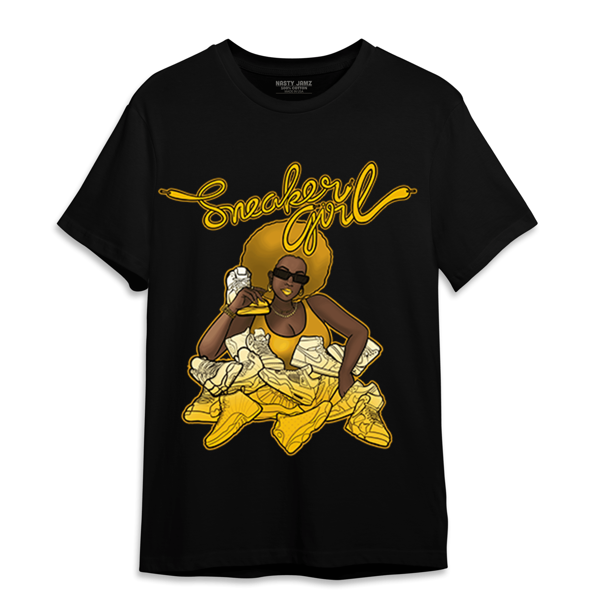 Yellow Ochre 1s T Shirt Match Sneaker Girl - NastyJamz