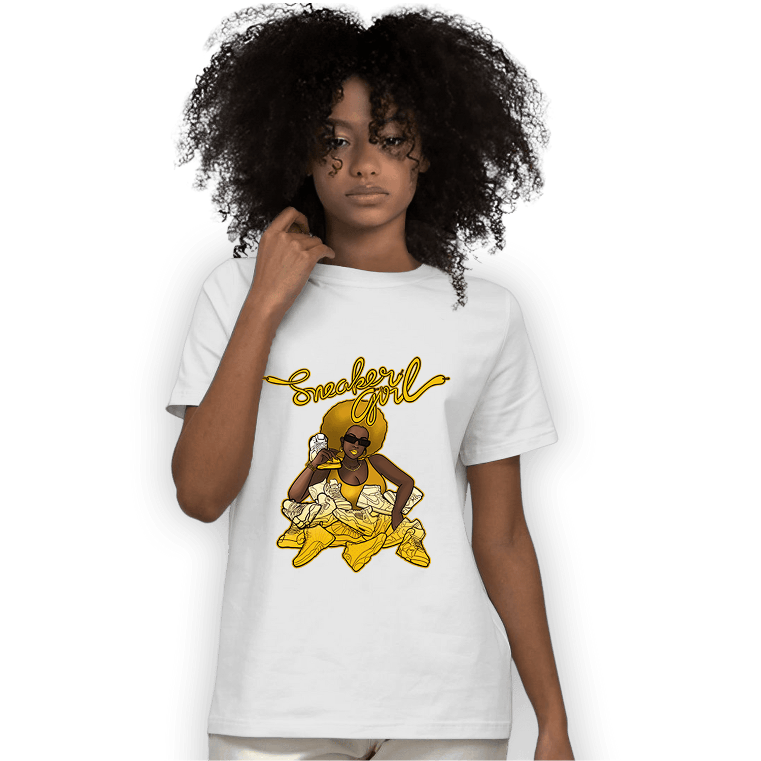 Yellow Ochre 1s T Shirt Match Sneaker Girl - NastyJamz