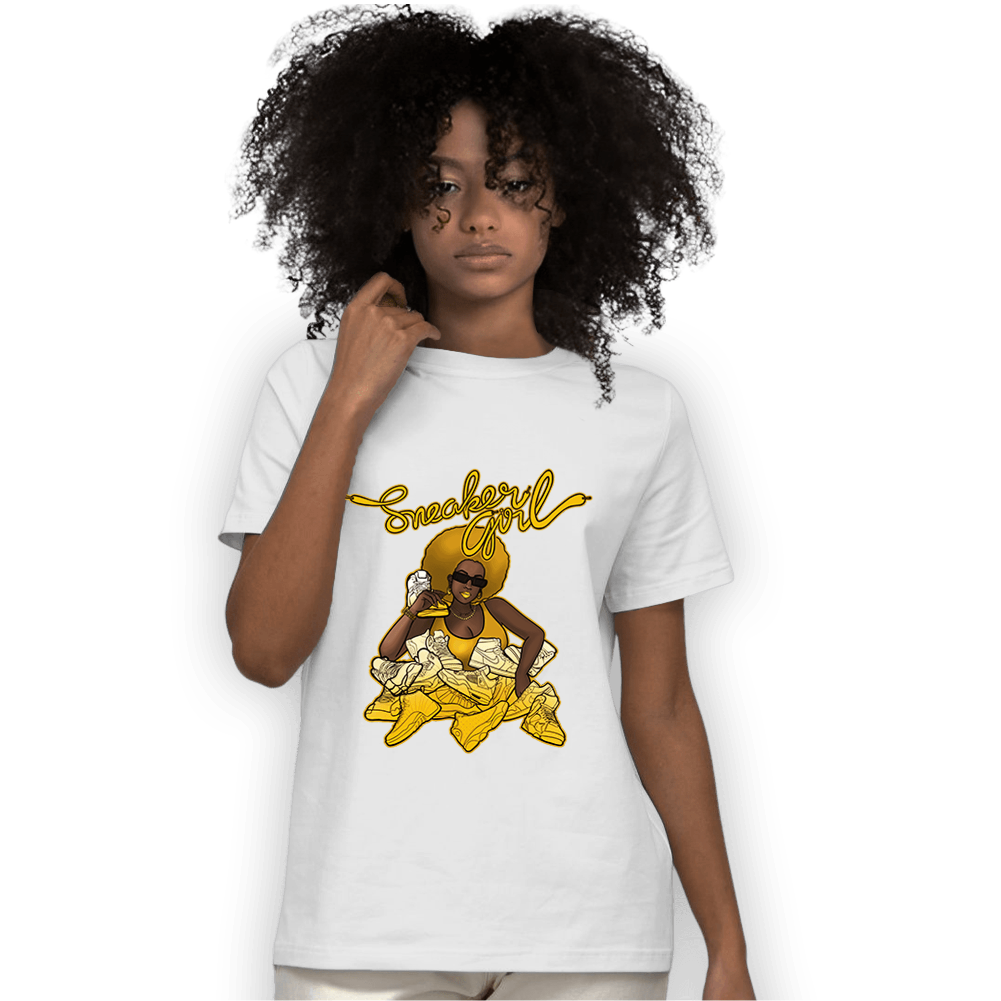 Yellow Ochre 1s T Shirt Match Sneaker Girl - NastyJamz