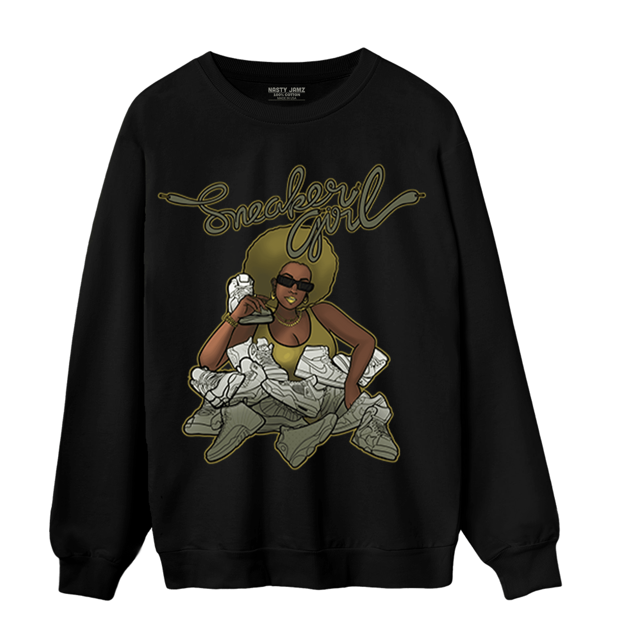 SE Craft Medium Olive 4s Sweatshirt Match Sneaker Girl - NastyJamz