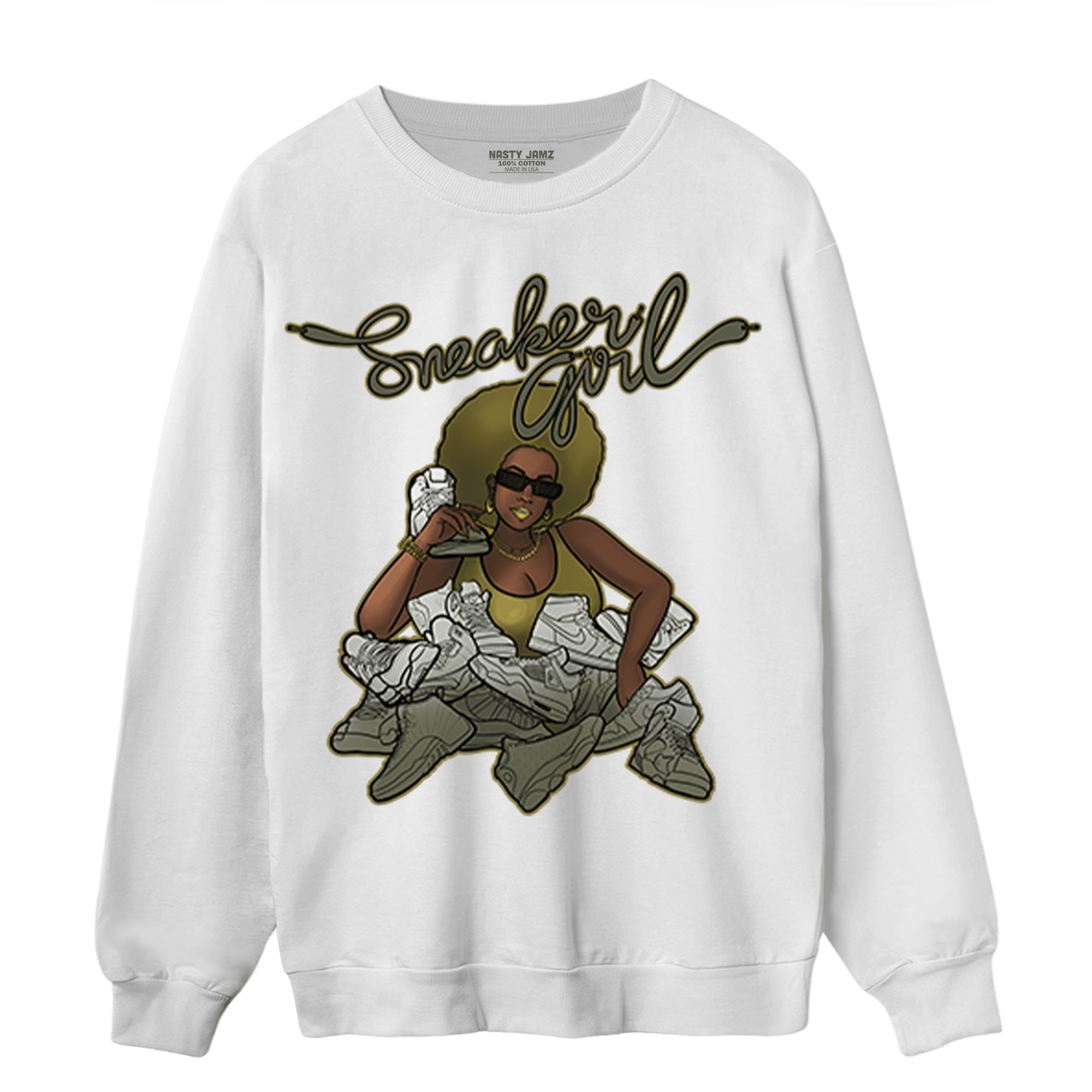 SE Craft Medium Olive 4s Sweatshirt Match Sneaker Girl - NastyJamz