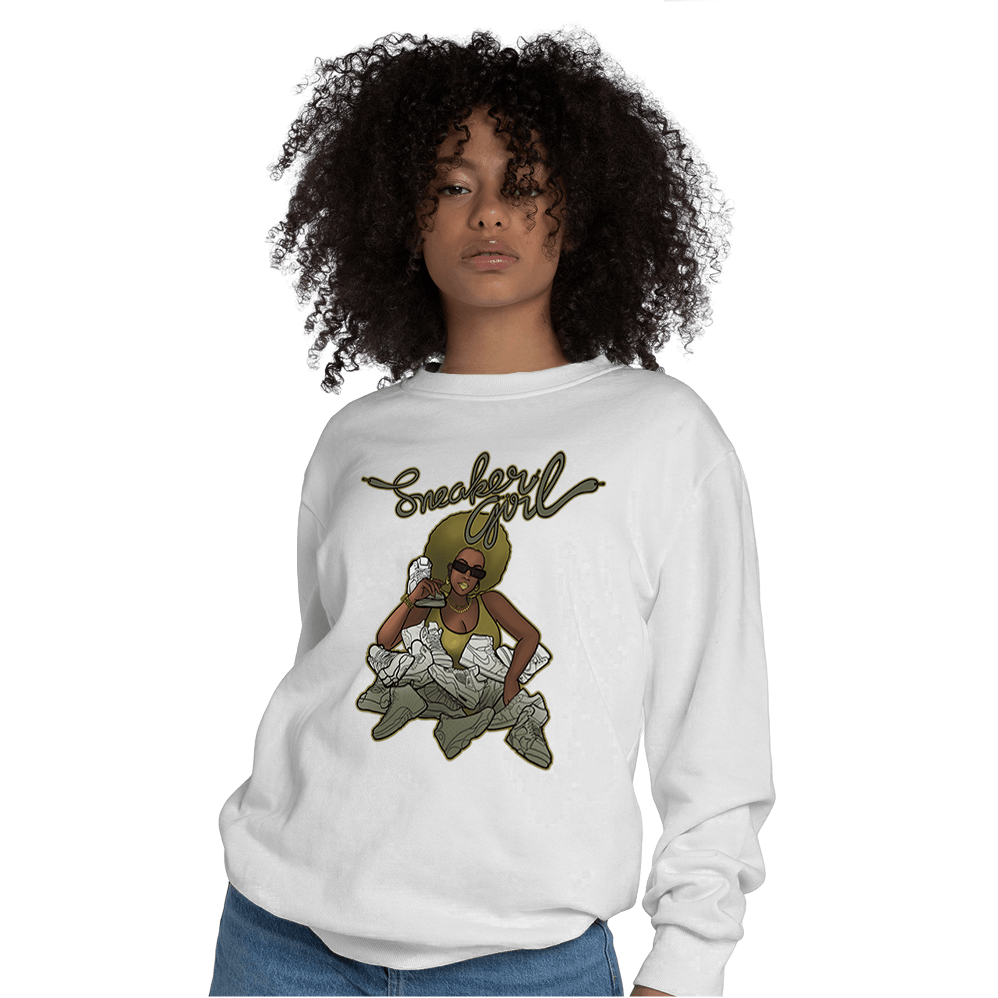SE Craft Medium Olive 4s Sweatshirt Match Sneaker Girl - NastyJamz