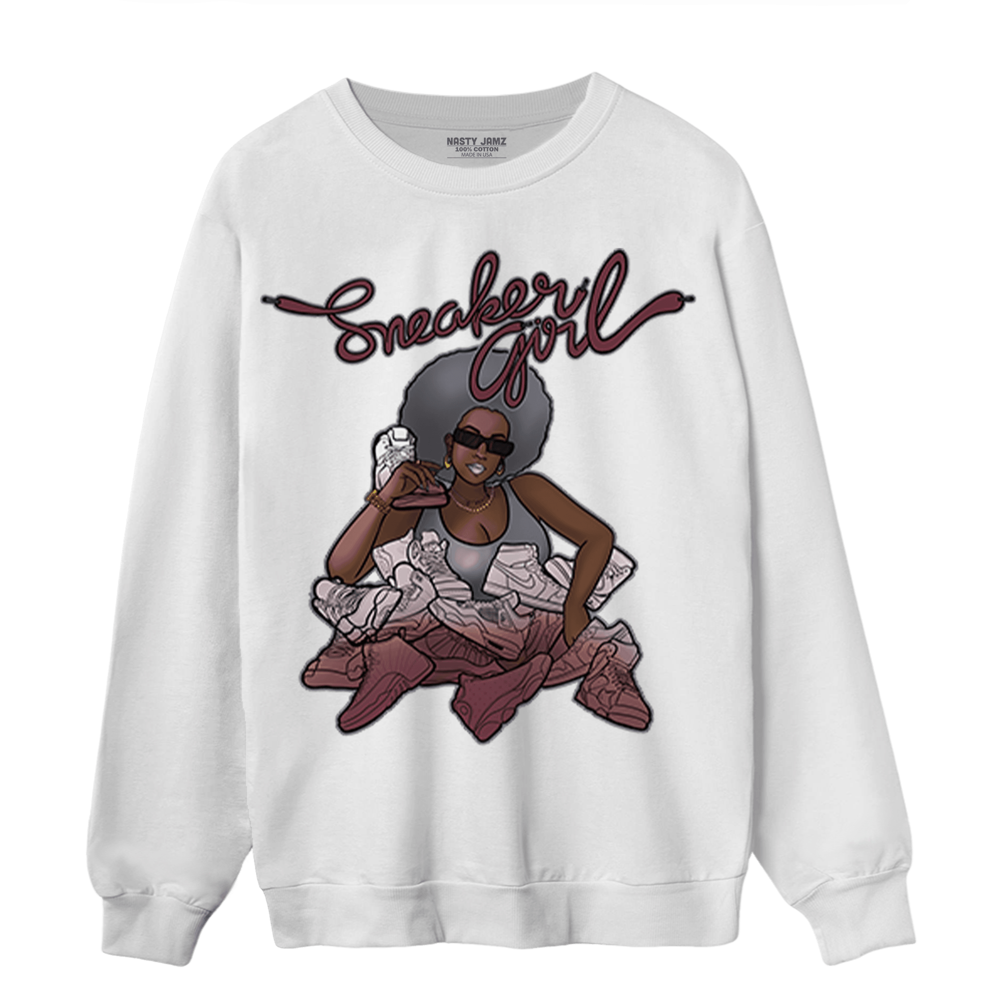 Burgundy 5s Sweatshirt Match Sneaker Girl - NastyJamz