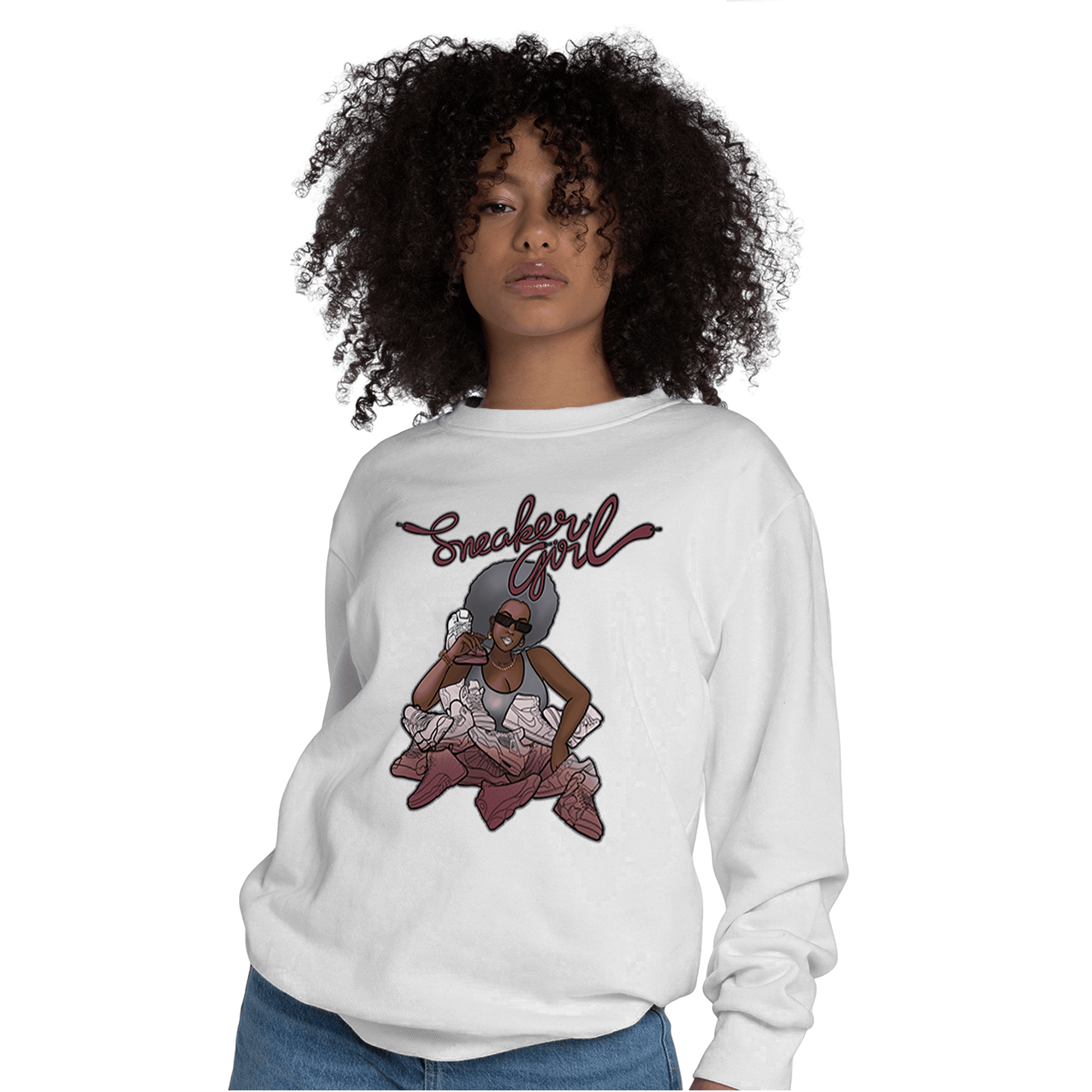 Burgundy 5s Sweatshirt Match Sneaker Girl - NastyJamz