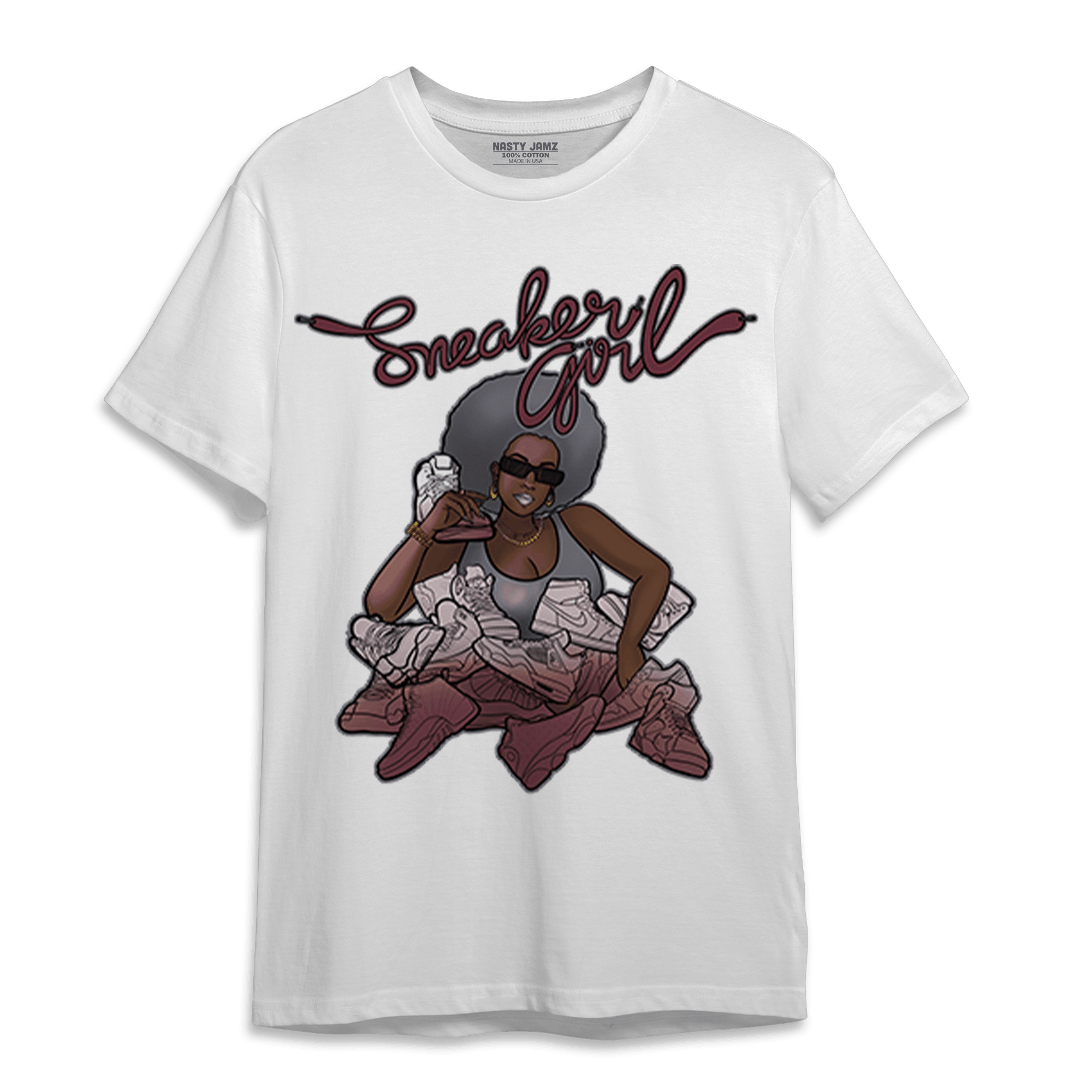 Burgundy 5s T Shirt Match Sneaker Girl - NastyJamz