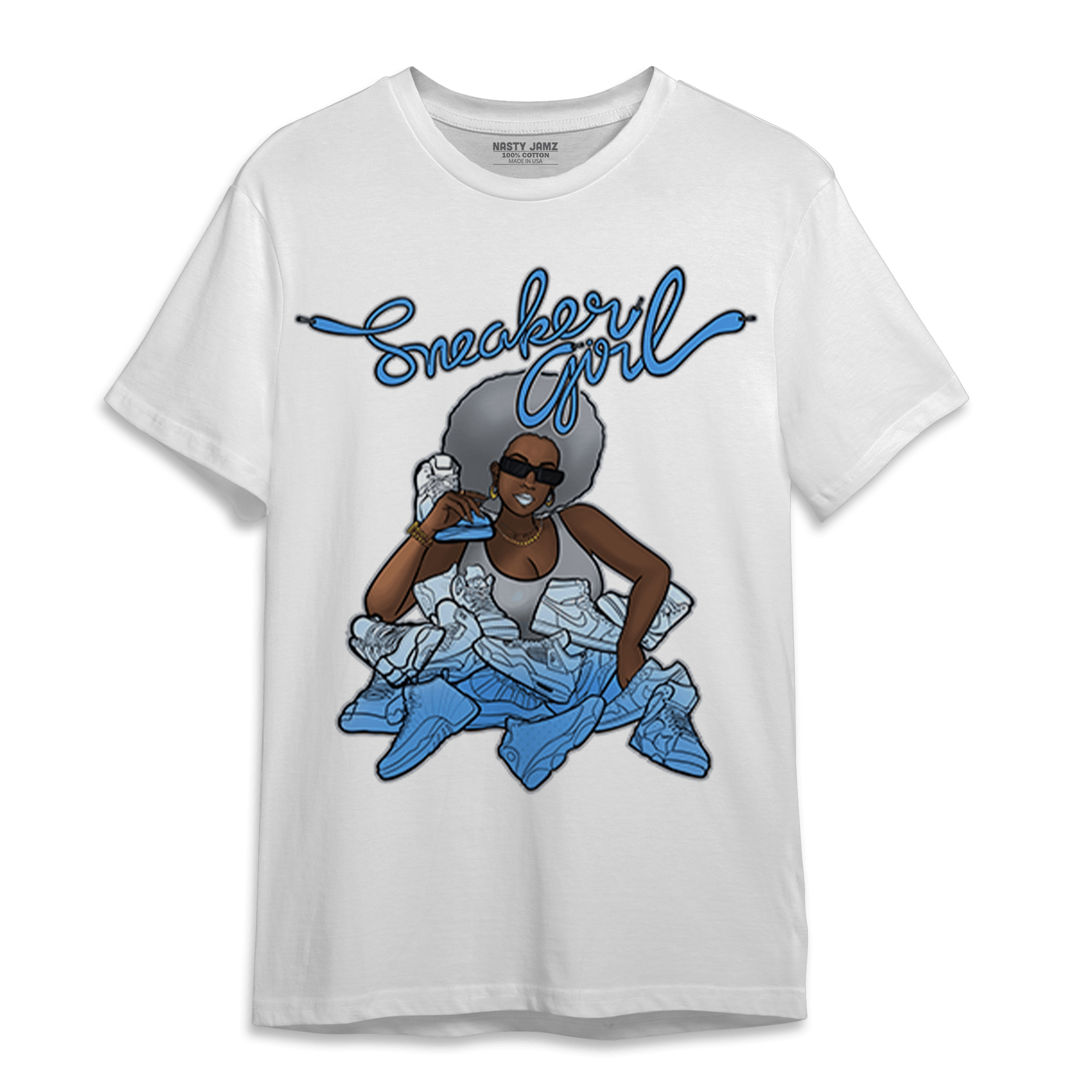 University Blue 5s T Shirt Match Sneaker Girl - NastyJamz