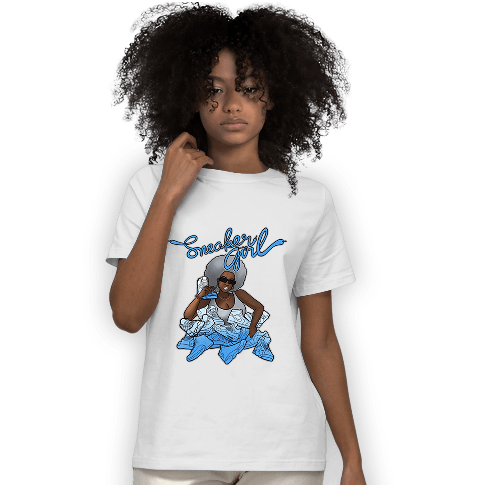 University Blue 5s T Shirt Match Sneaker Girl - NastyJamz