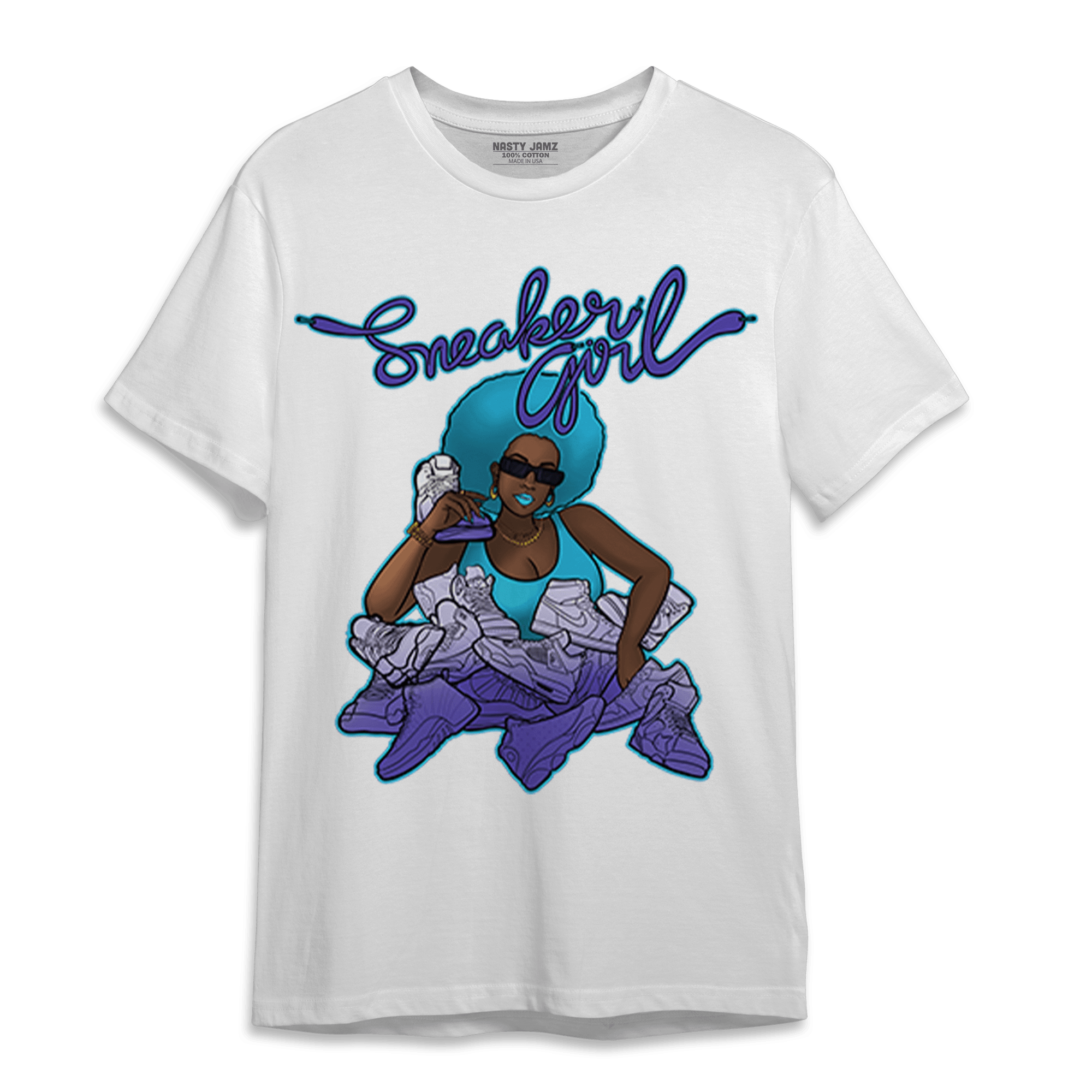 Aqua 6s T Shirt Match Sneaker Girl - NastyJamz