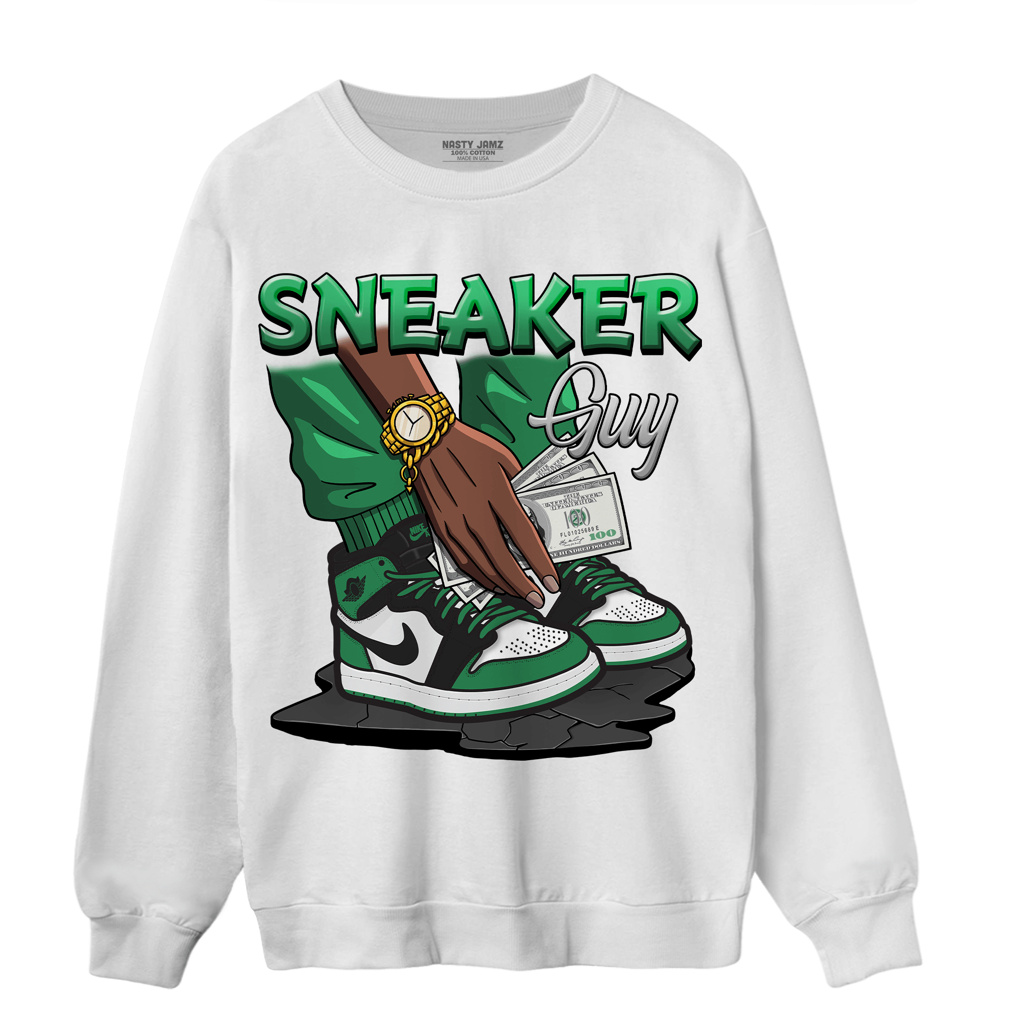 Celtic Lucky Green 1s Sweatshirt Match Sneaker Guy - NastyJamz