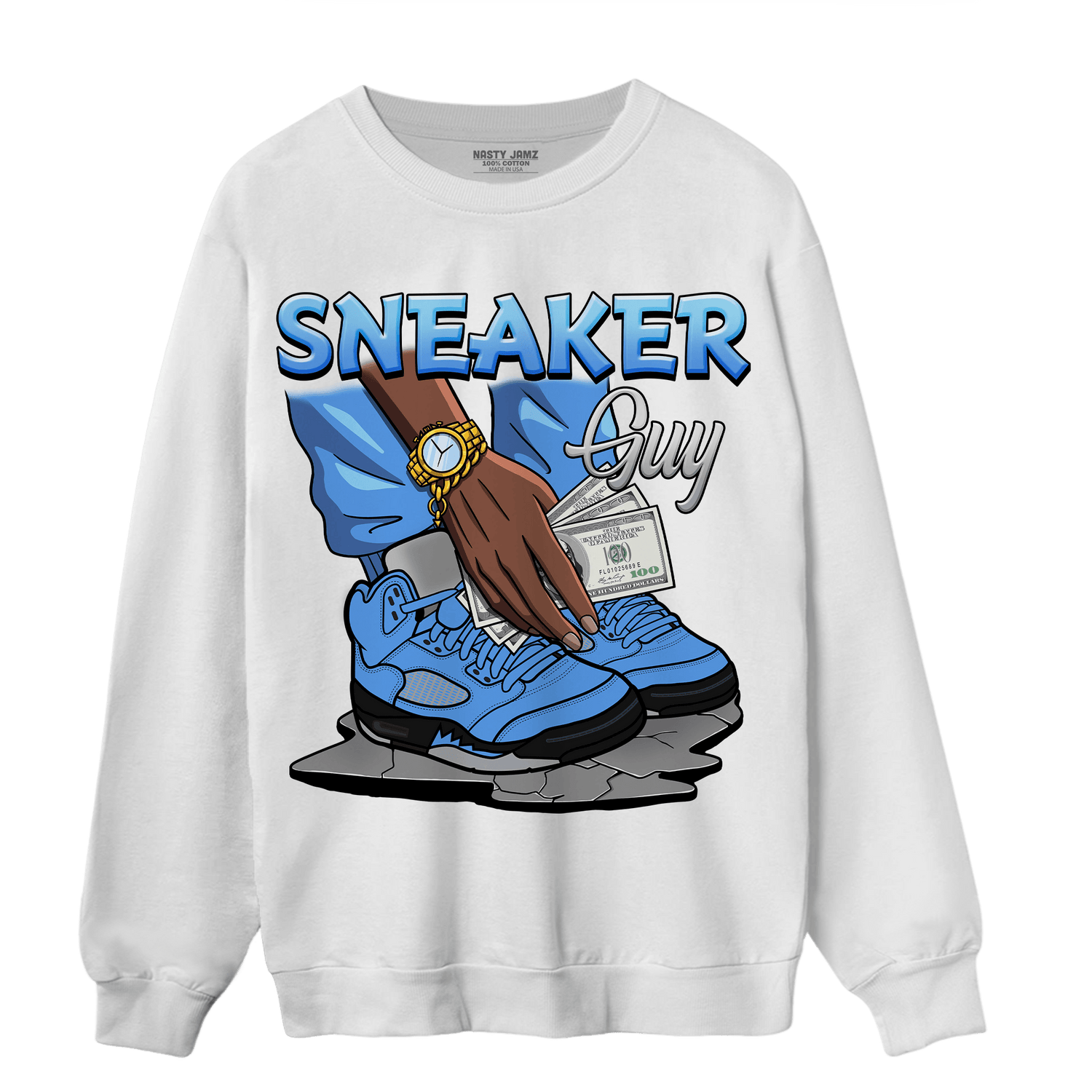 University Blue 5s Sweatshirt Match Sneaker Guy - NastyJamz