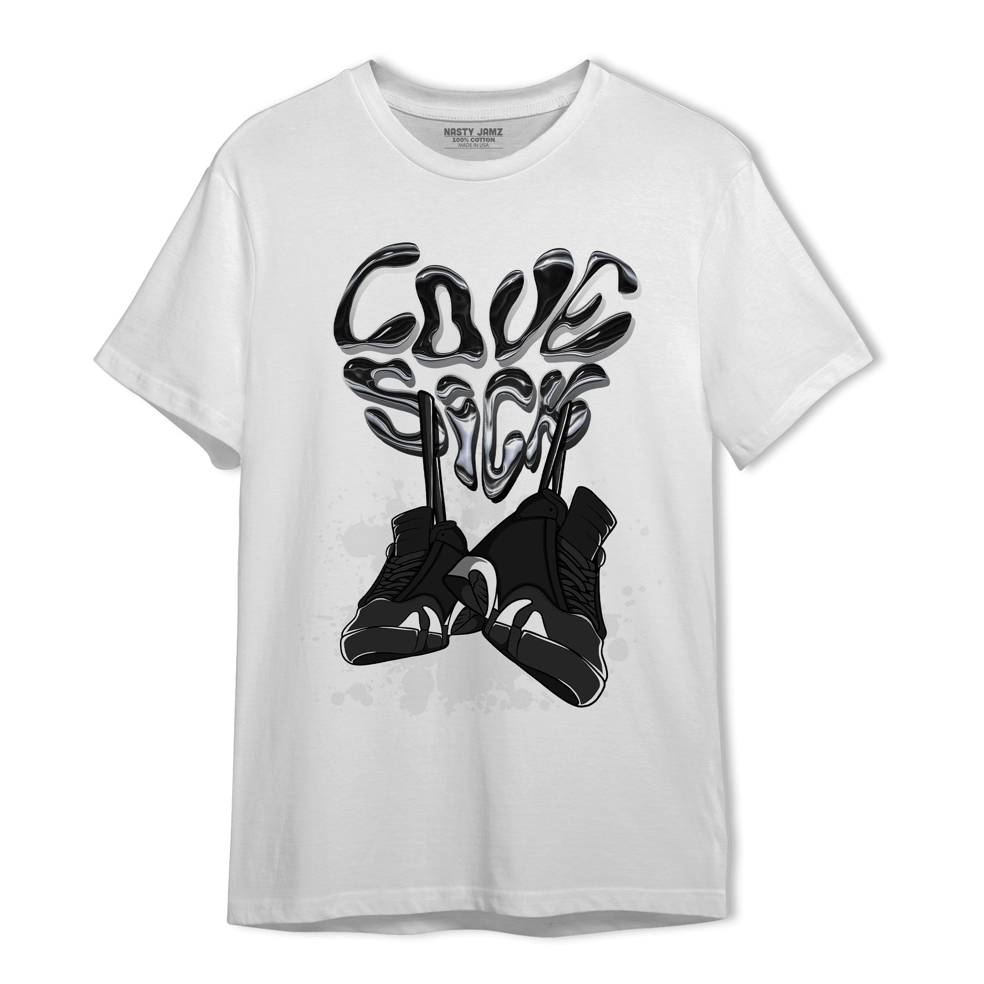 Black White 14s T Shirt Match Sneaker Love Sick - NastyJamz