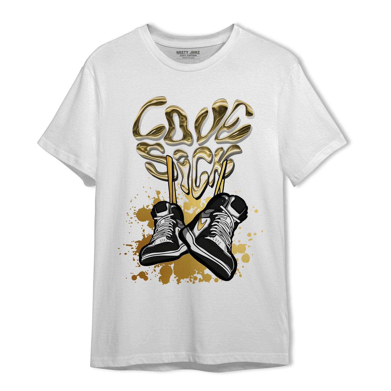 Mid SE Black Gold 1s T Shirt Match Sneaker Love Sick - NastyJamz