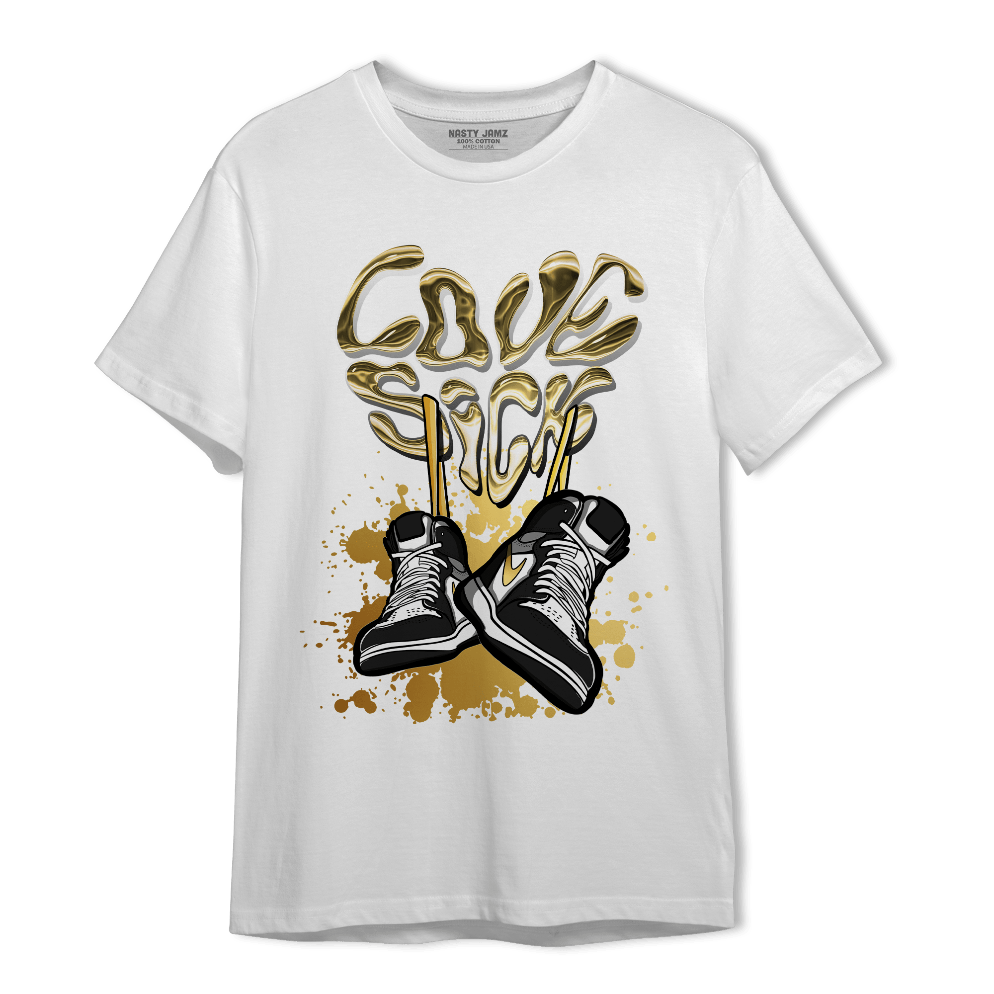 Mid SE Black Gold 1s T Shirt Match Sneaker Love Sick - NastyJamz