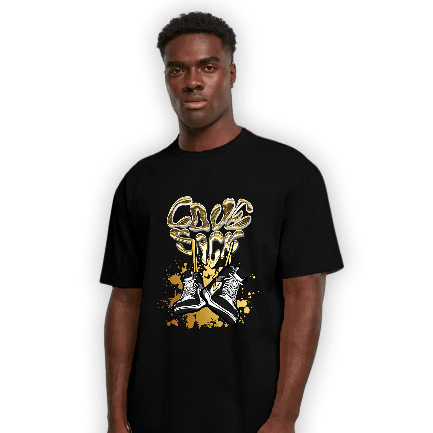 Mid SE Black Gold 1s T Shirt Match Sneaker Love Sick - NastyJamz