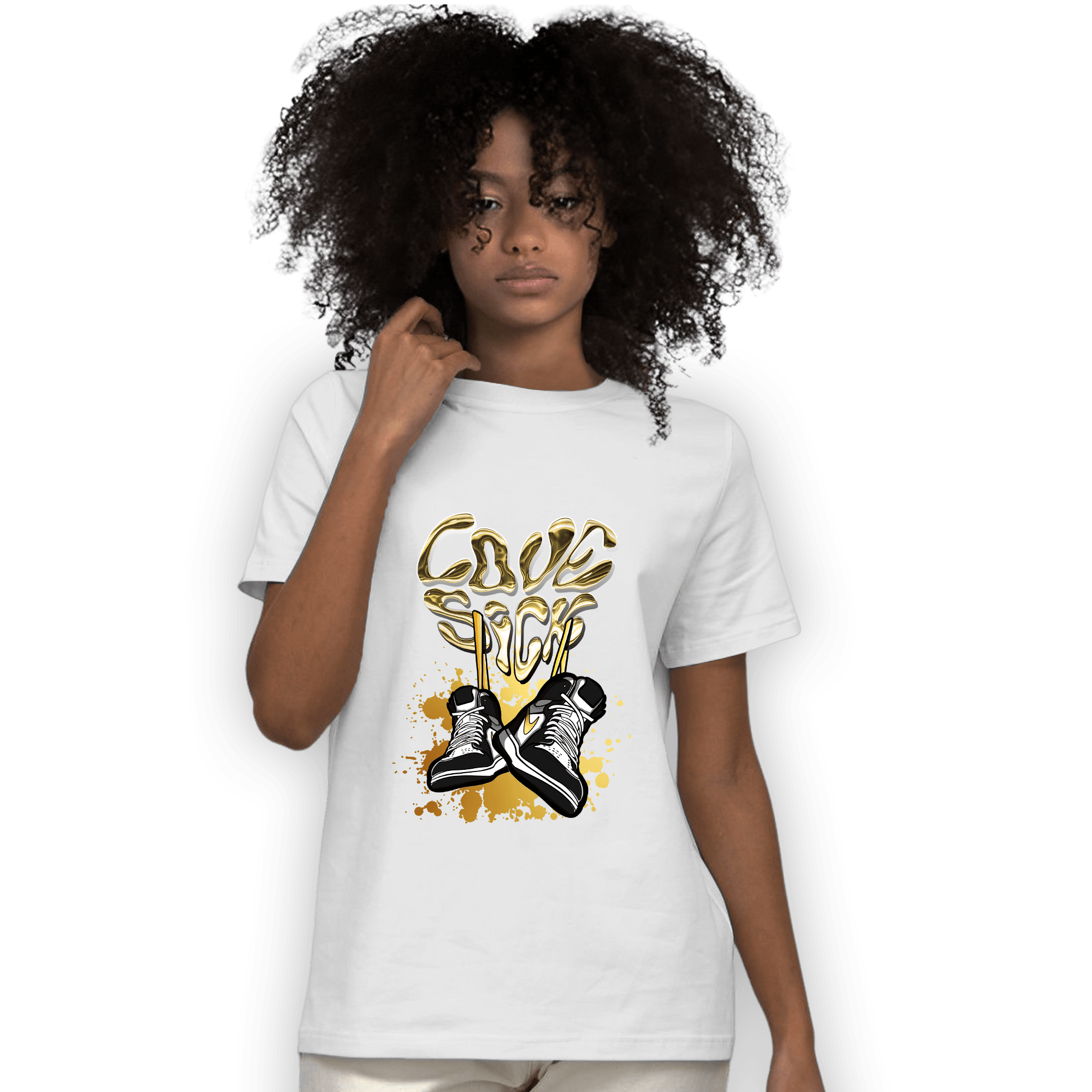Mid SE Black Gold 1s T Shirt Match Sneaker Love Sick - NastyJamz