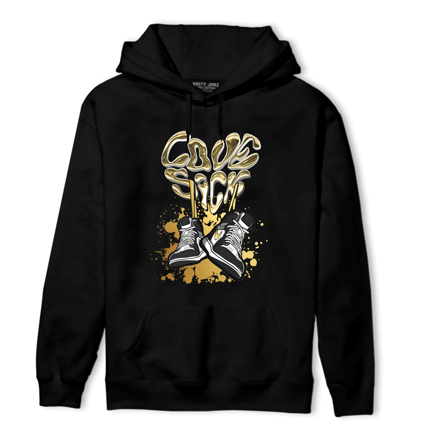 Mid SE Black Gold 1s Hoodie Match Sneaker Love Sick - NastyJamz