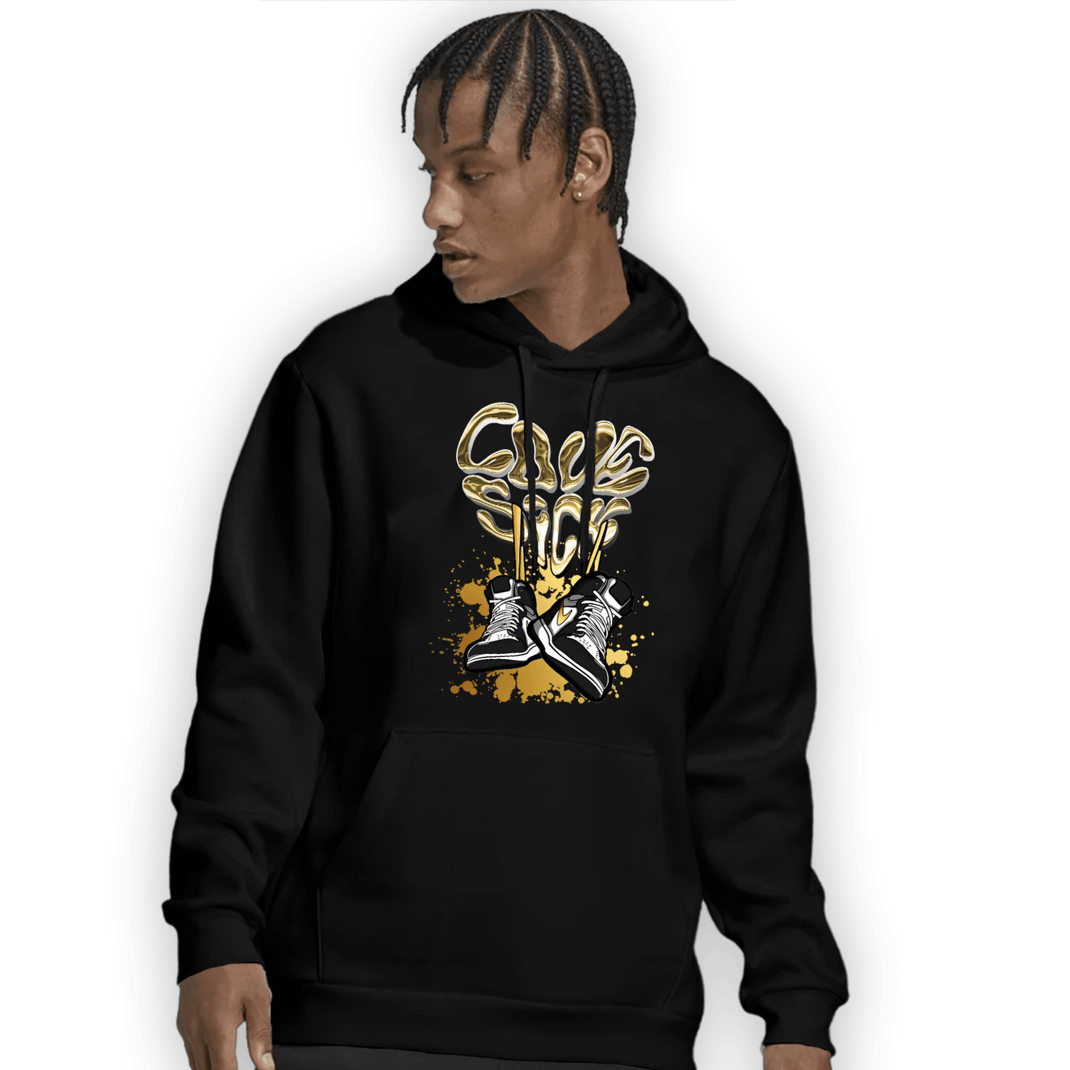 Mid SE Black Gold 1s Hoodie Match Sneaker Love Sick - NastyJamz