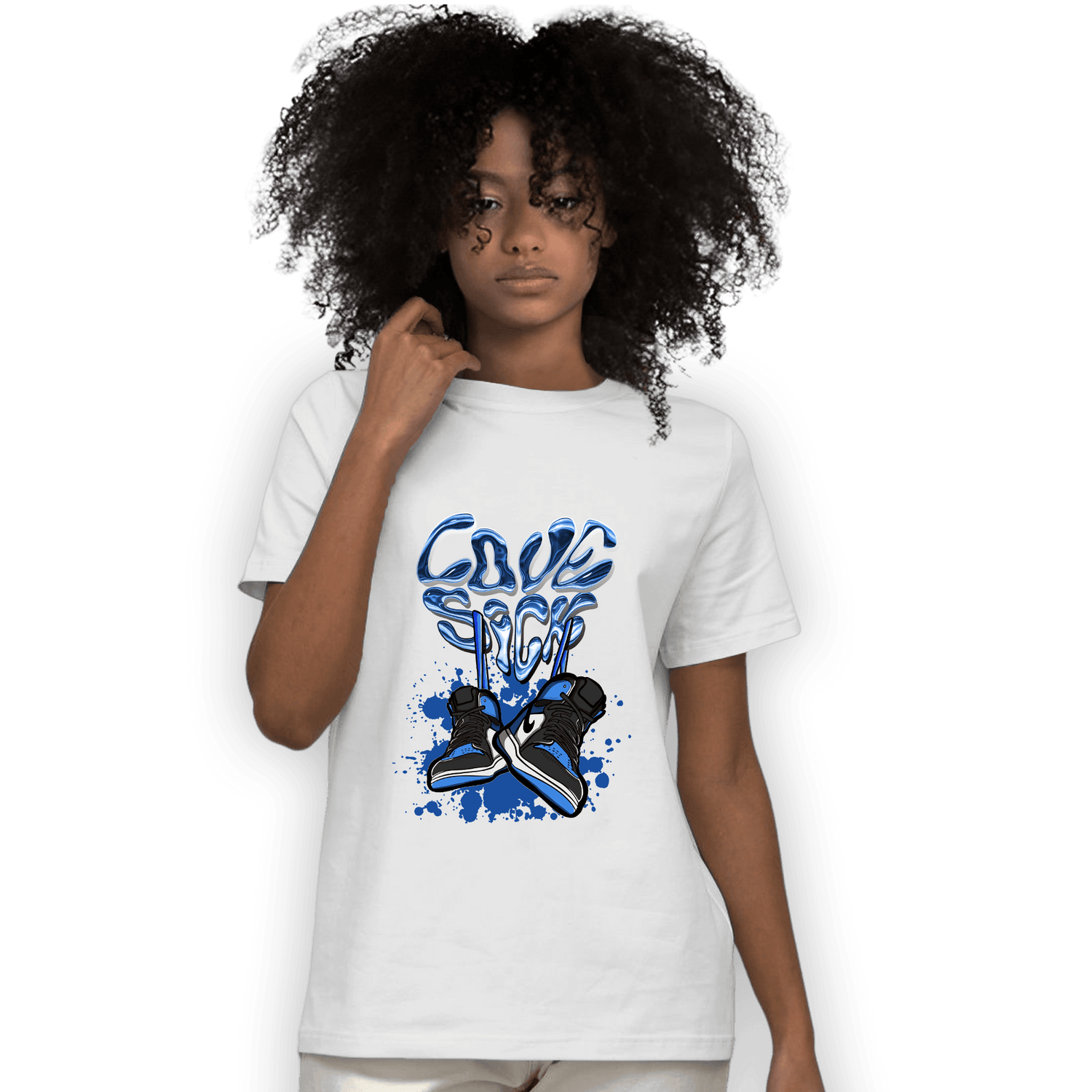 University Blue Toe 1s T Shirt Match Sneaker Love Sick - NastyJamz