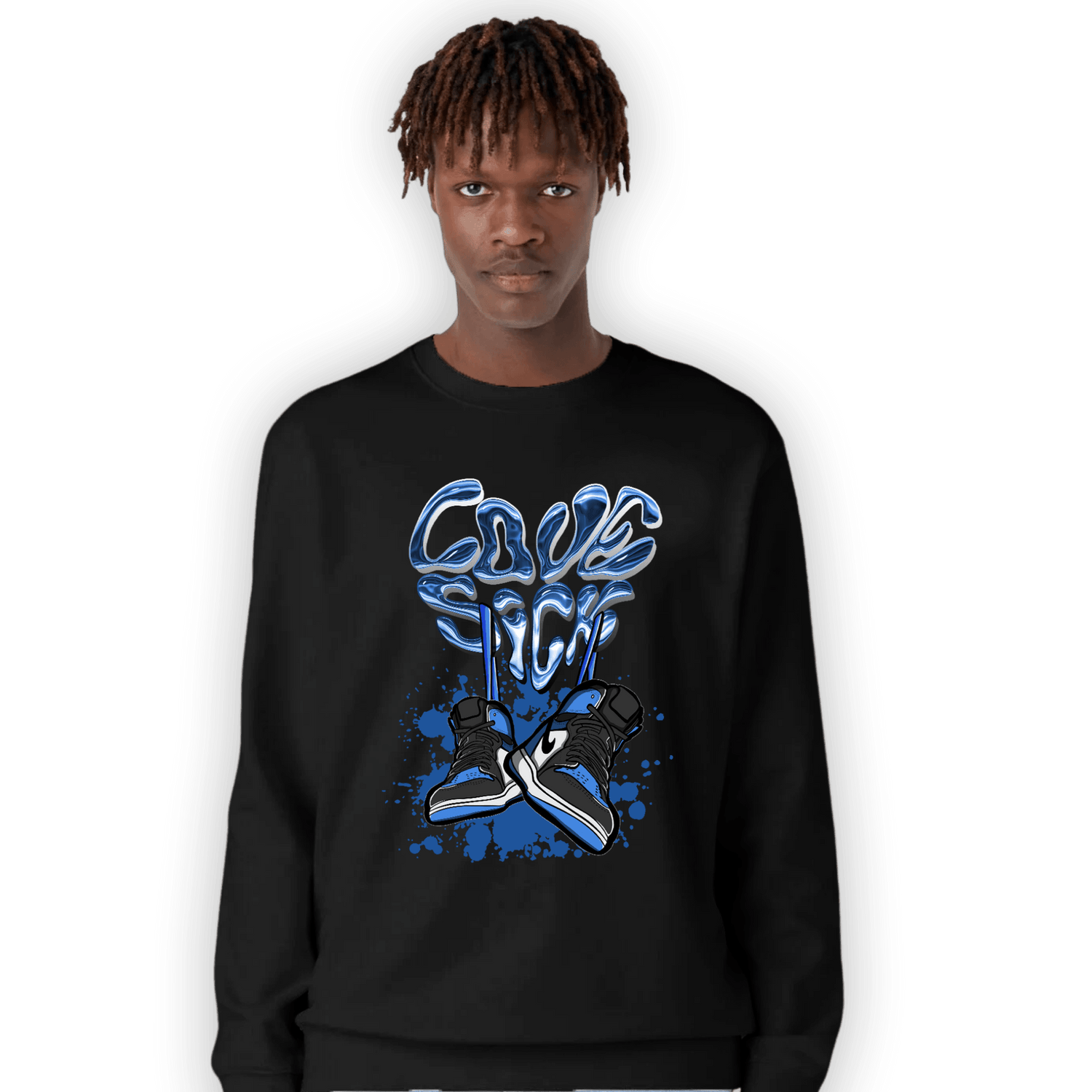 University Blue Toe 1s Sweatshirt Match Sneaker Love Sick - NastyJamz