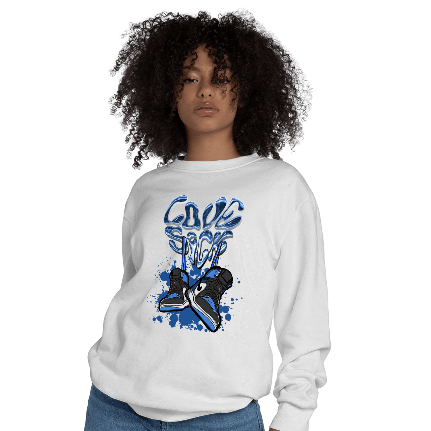 University Blue Toe 1s Sweatshirt Match Sneaker Love Sick - NastyJamz