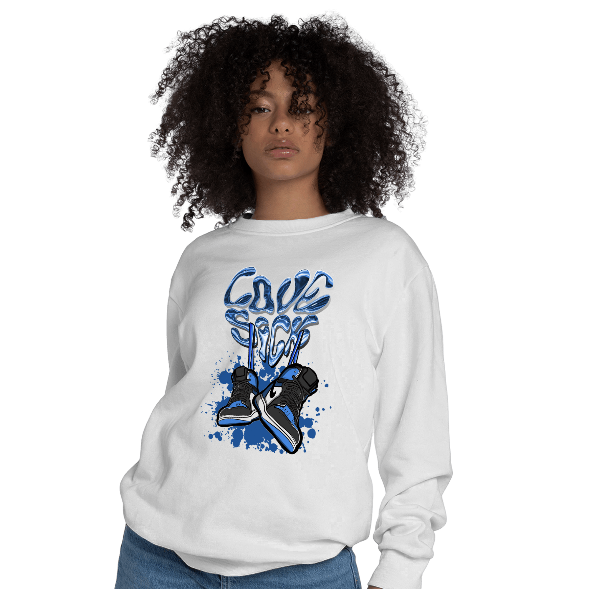 University Blue Toe 1s Sweatshirt Match Sneaker Love Sick - NastyJamz