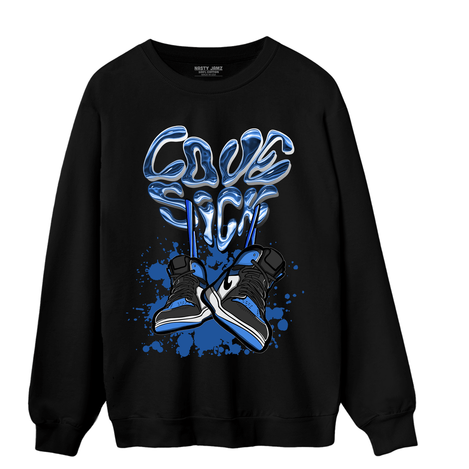 University Blue Toe 1s Sweatshirt Match Sneaker Love Sick - NastyJamz